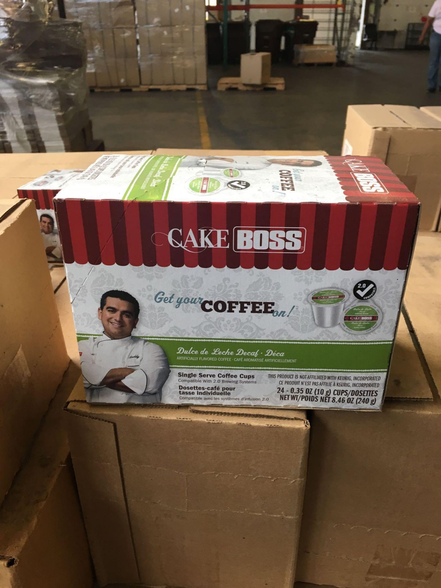 LOT: (5) Pallets of Cake Boss Coffee, (1) Pallet Cake Boss Coffee Mugs