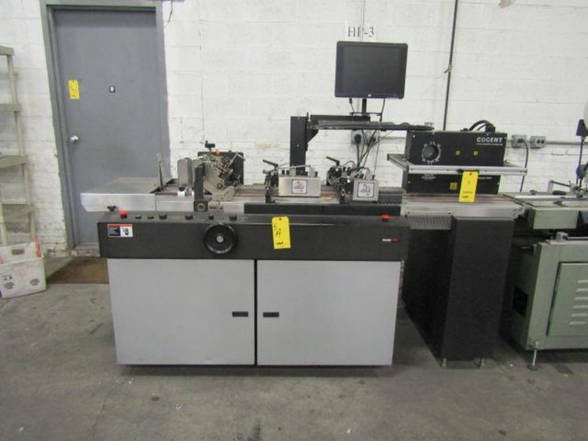 Cheshire Ink Jet Base Model 98700-82, S/N 43145, (3) MCS Array Print Heads, (1) Cogent