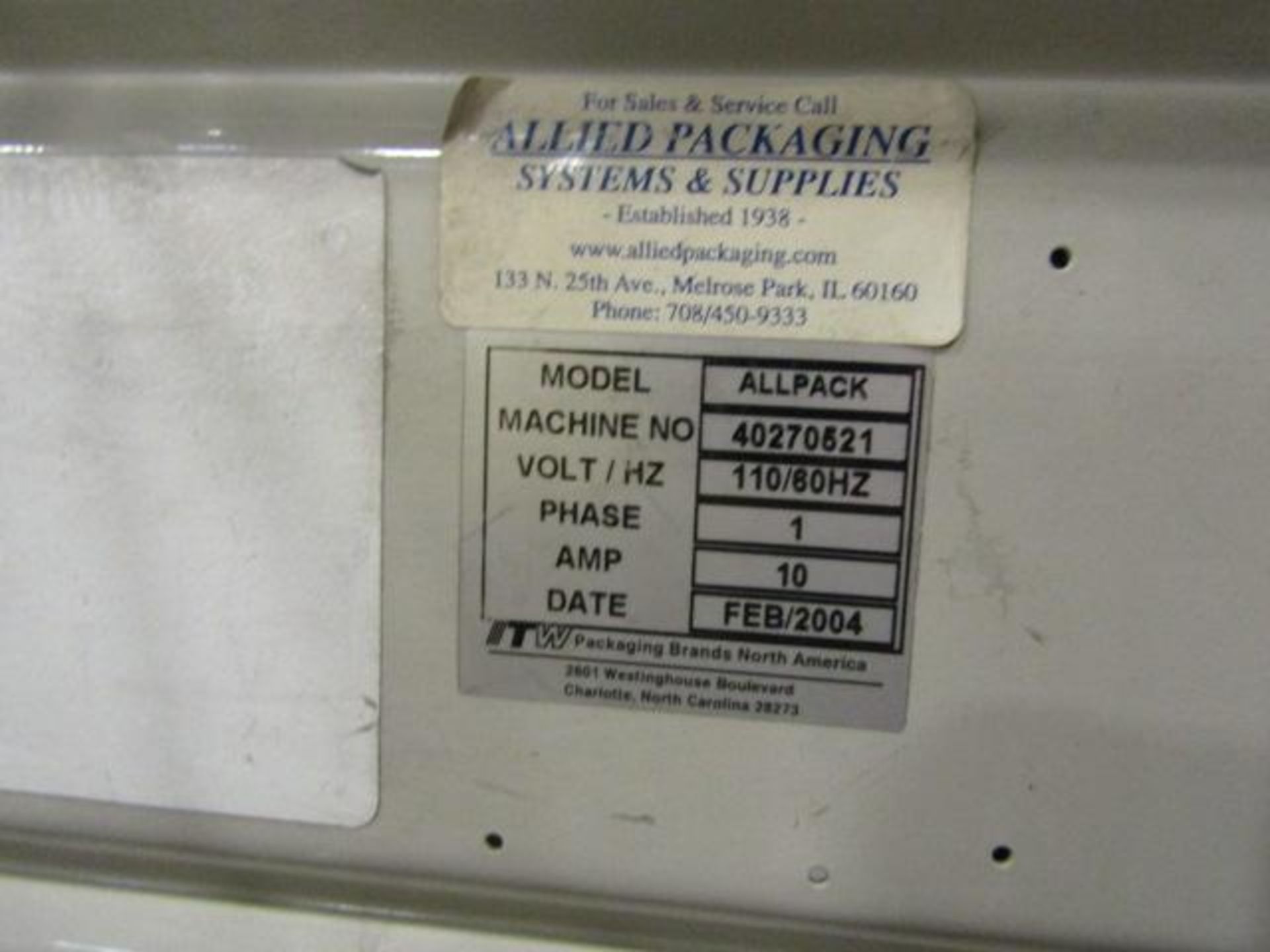 Allied Packaging Strapping Machine Model All Pack, S/N 40270521 - Image 2 of 2