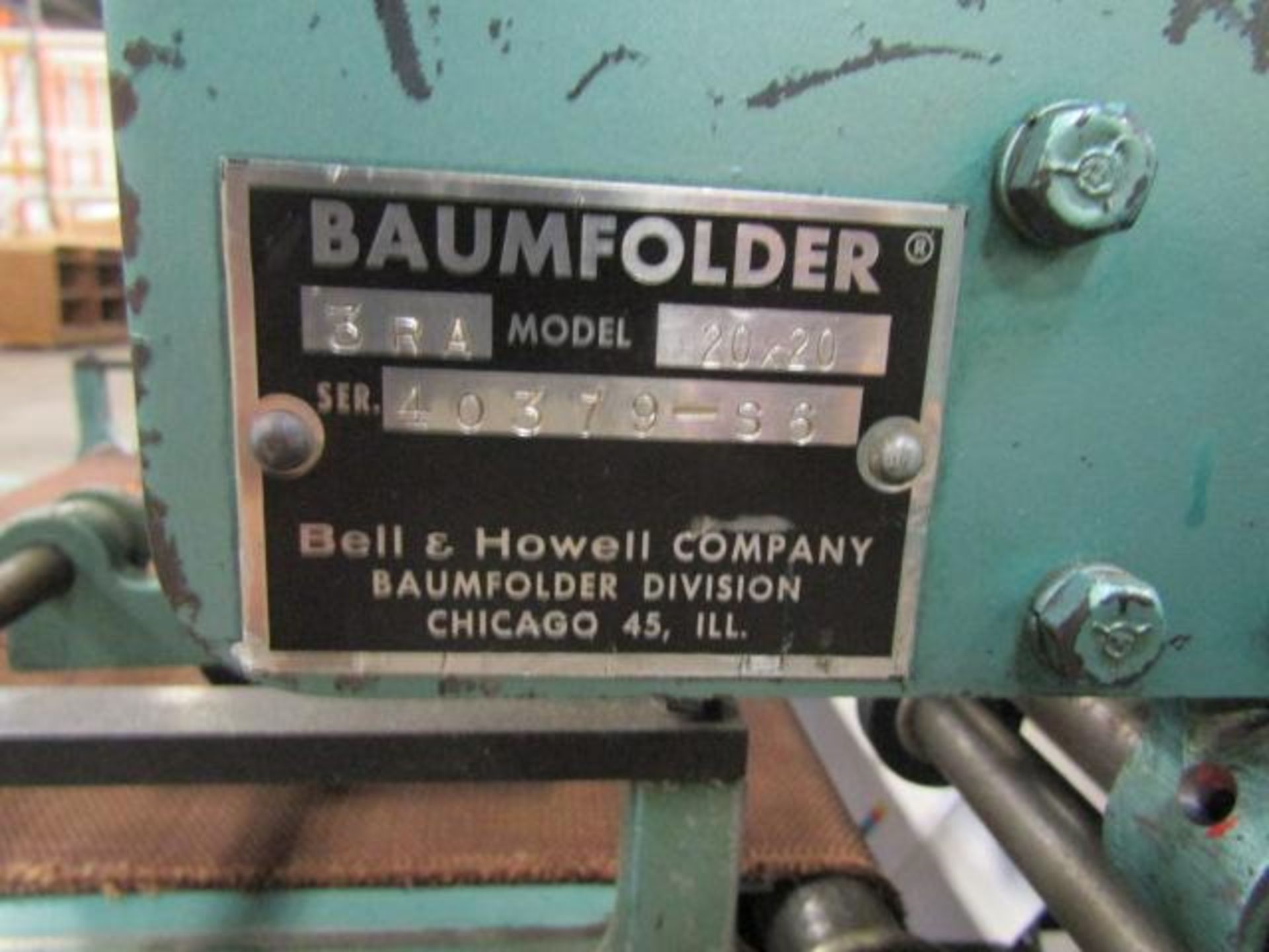 Baumfolder 16 Page Folder Model 20 x 26, S/N T2867426PS/40379, S-6 Pile Feeder, 20 x 20 Model 3RA - Image 6 of 6