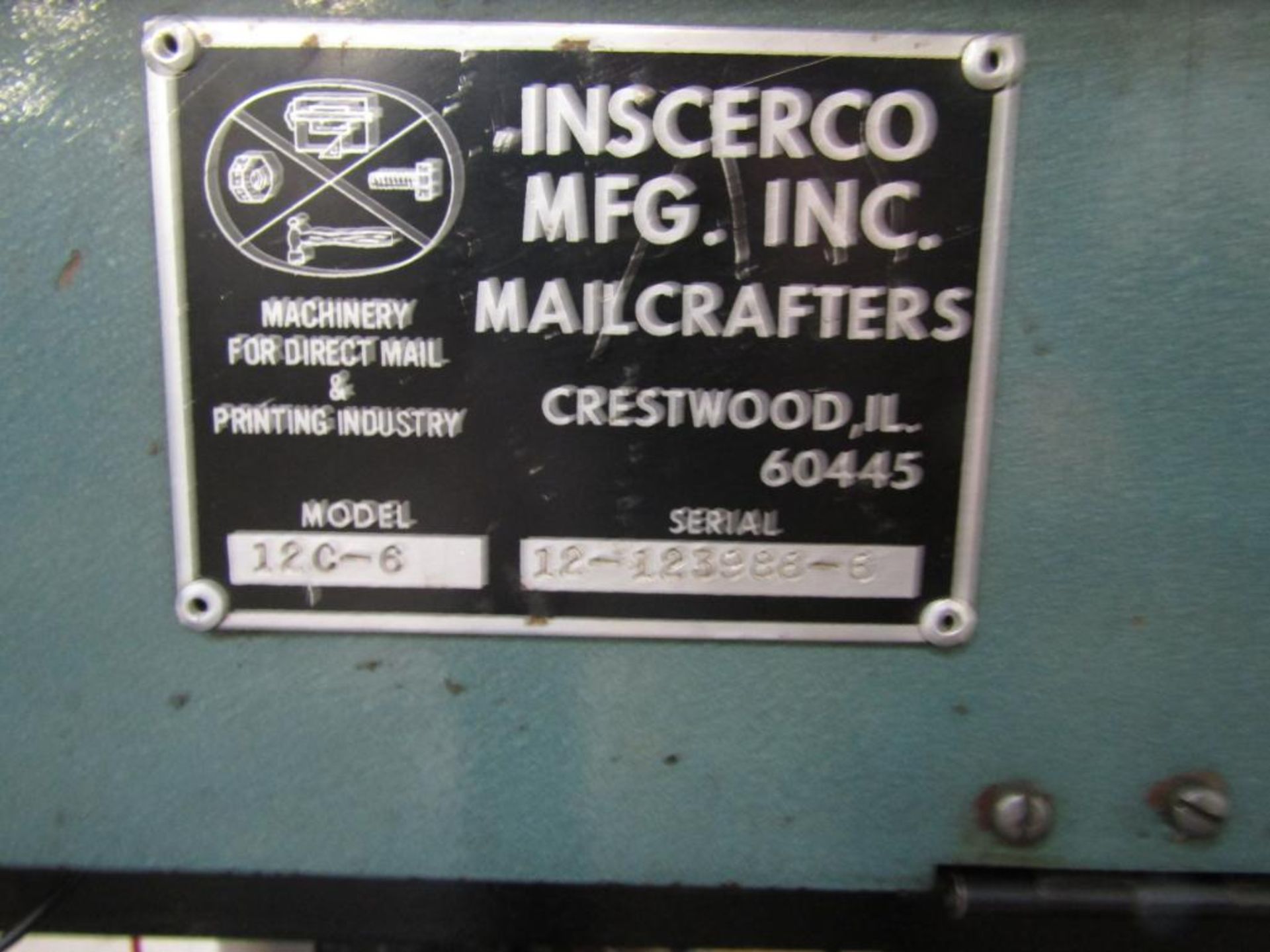 Inscerco 6 Station H.S. Envelope Inserter Model 12C-6, S/N12-123986-6 - Image 3 of 3