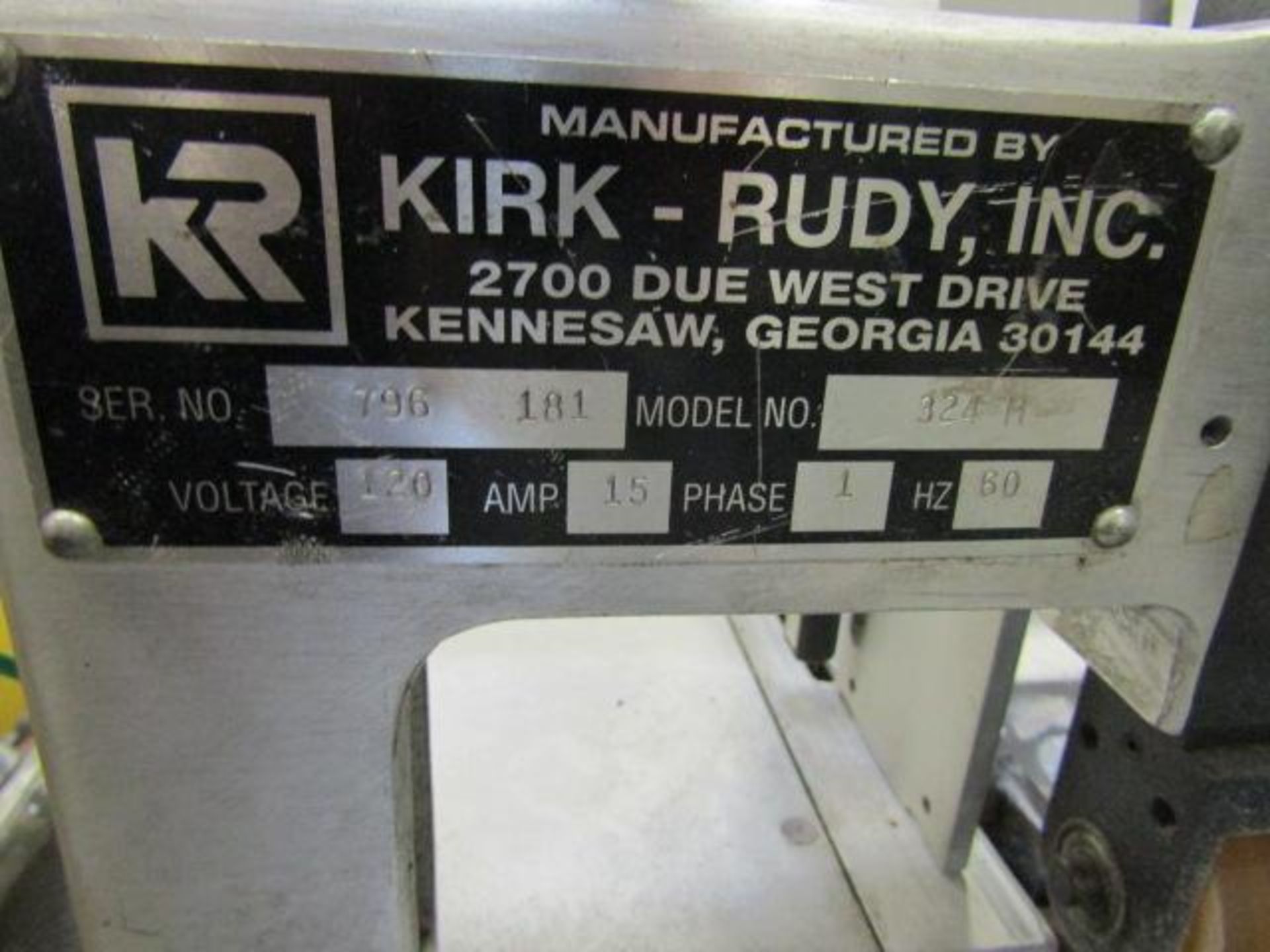 Kirk Rudy Tabber Model 527, S/N597 1074 w/Model 324M Feeder, S/N 796181, 12ft. Conveyor - Image 4 of 4