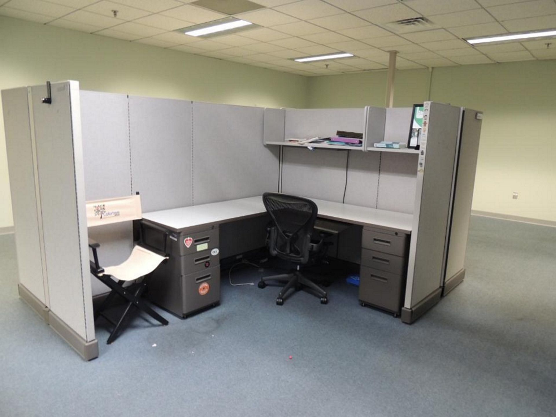 LOT: (2) 4 Person Cubicle and (1) Single Person Cubicle, (11) File Cabinets, (2) Book Racks, Office - Image 5 of 7