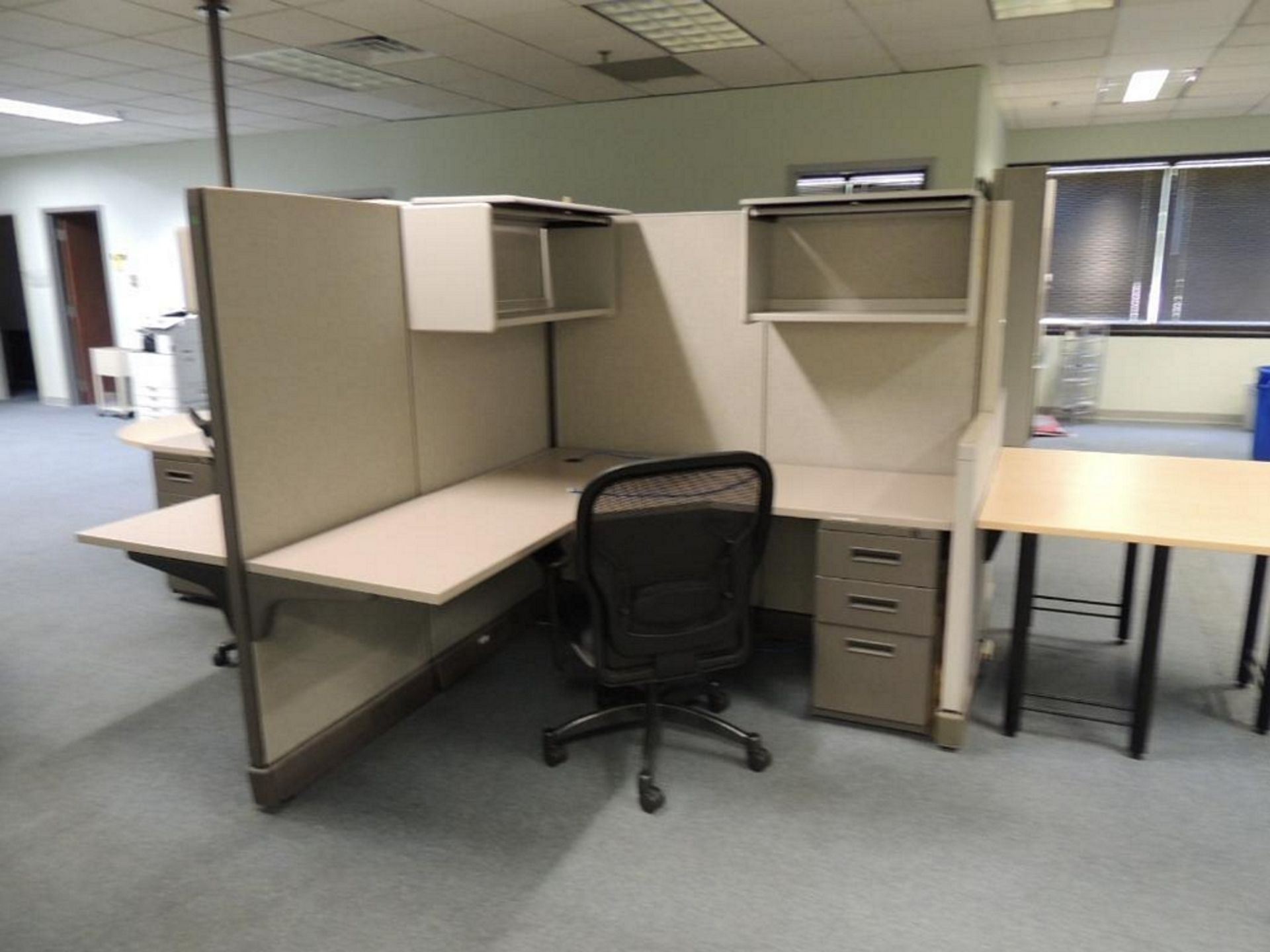 LOT: (2) 4 Person Cubicle and (1) Single Person Cubicle, (11) File Cabinets, (2) Book Racks, Office - Image 2 of 7