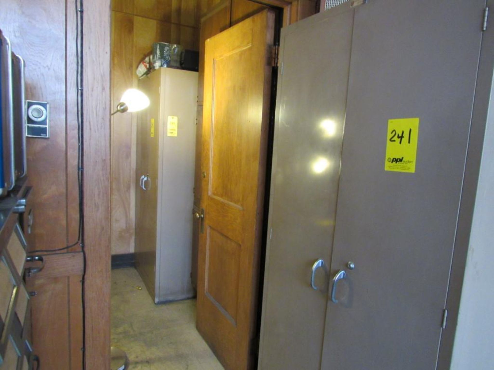 LOT: (2) 2-Door Cabinets with Contents, (1) Small Danby Refrigerator, 18 in. x 19 in. Refrigerator