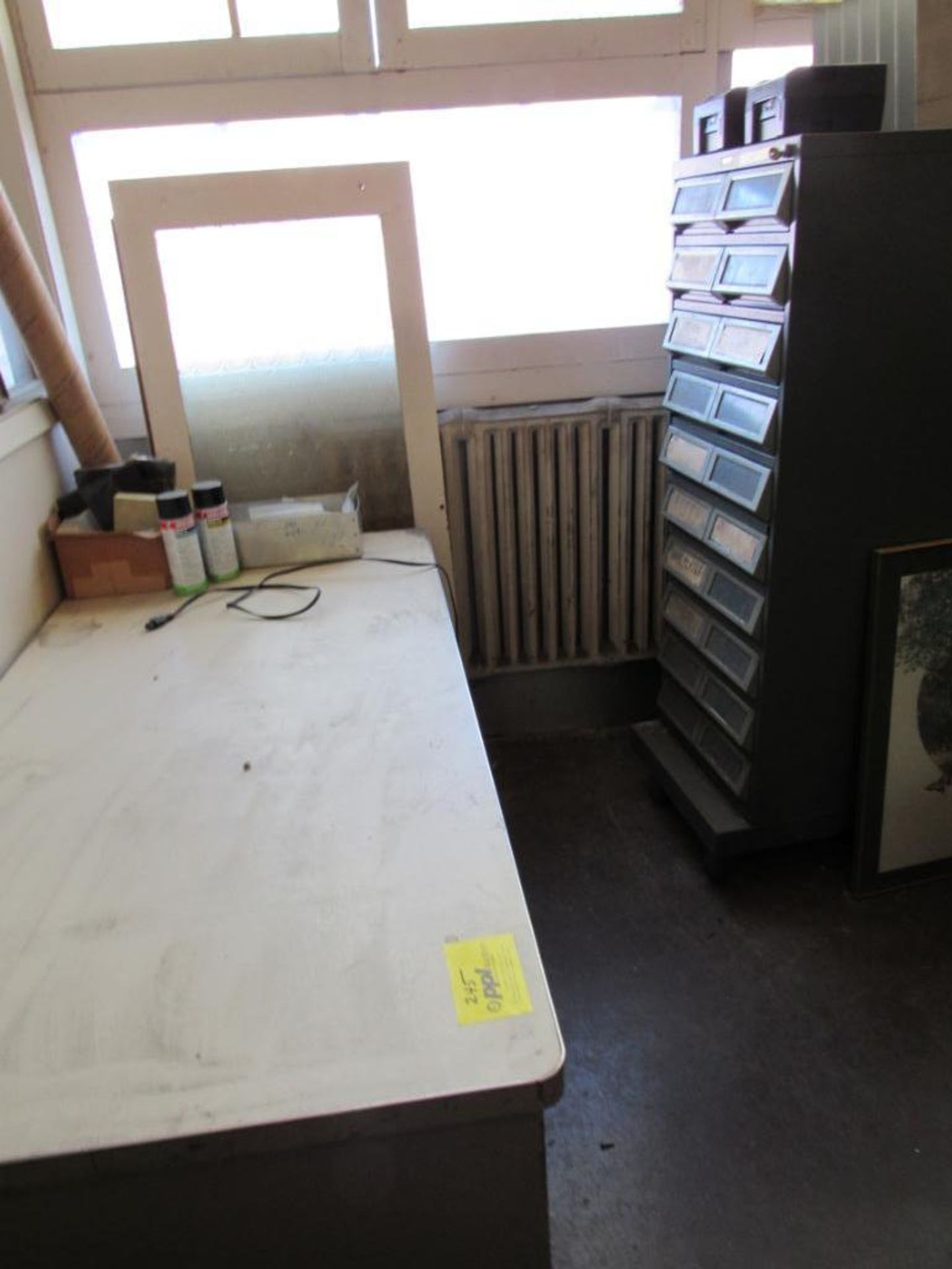 LOT: Contents of Foremans Office including (2) Desks, (3) 4-Drawer File Cabinets, (1) Multi-Drawer C