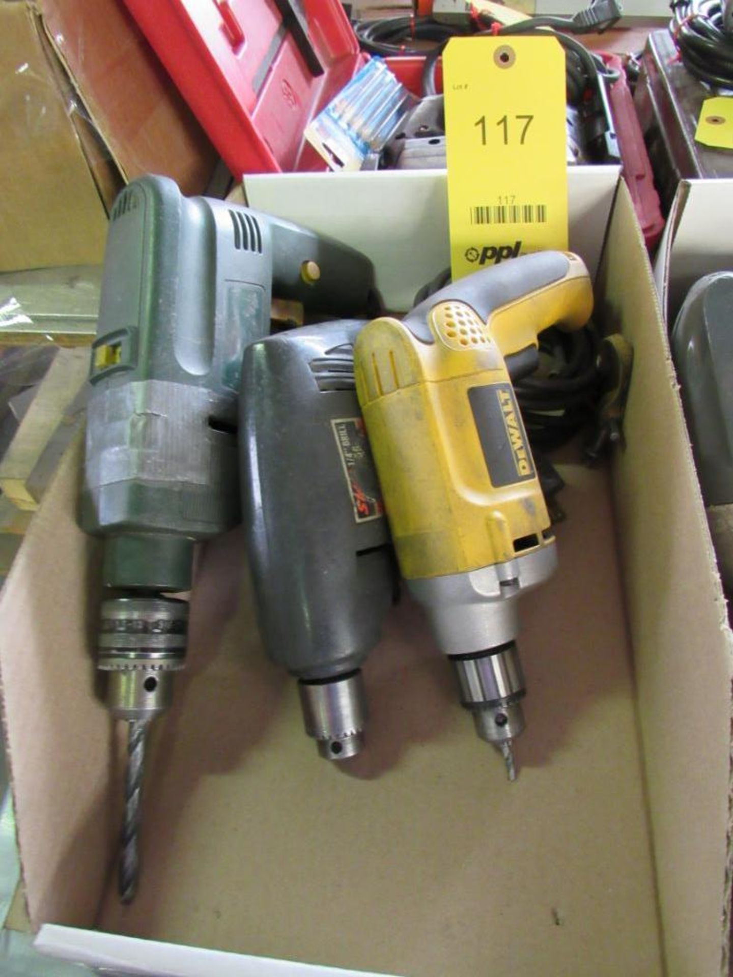 LOT: (3) Assorted Electric Drills in (1) Box