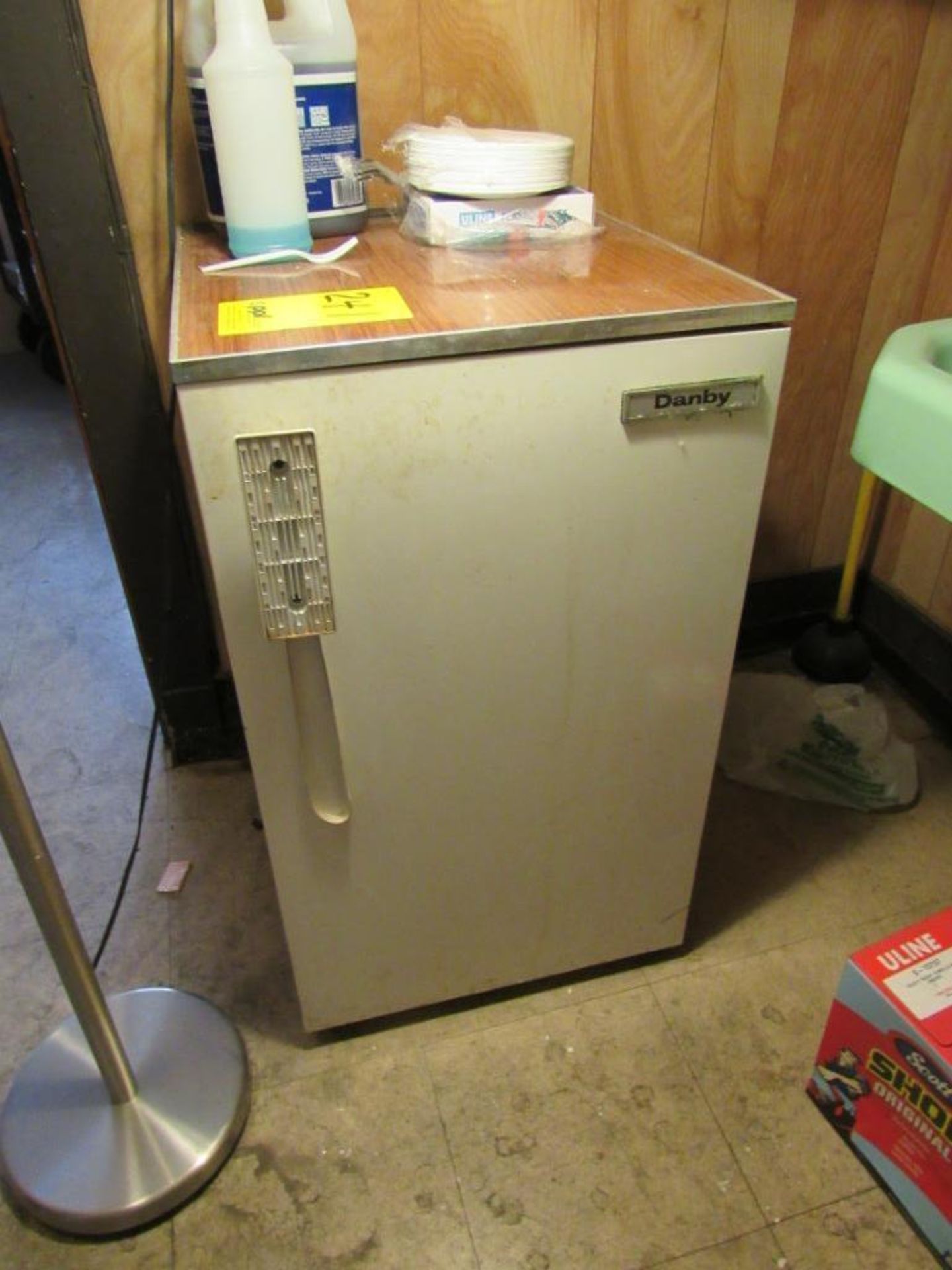 LOT: (2) 2-Door Cabinets with Contents, (1) Small Danby Refrigerator, 18 in. x 19 in. Refrigerator - Image 2 of 3