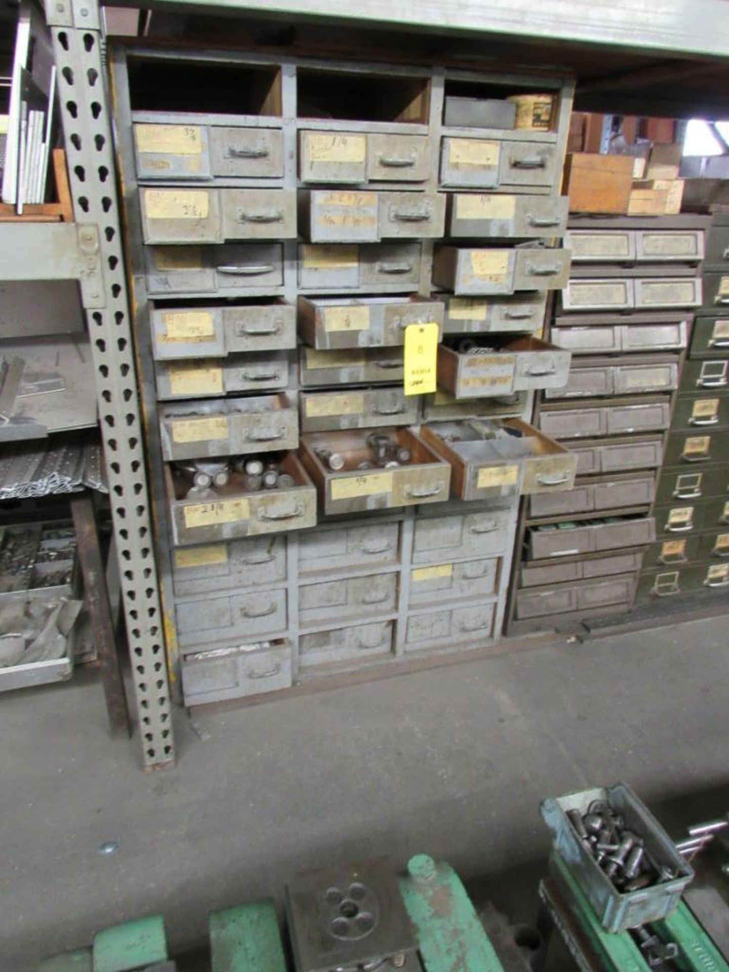 LOT: 33-Drawer Wooden Cabinet, with Assorted Die Parts