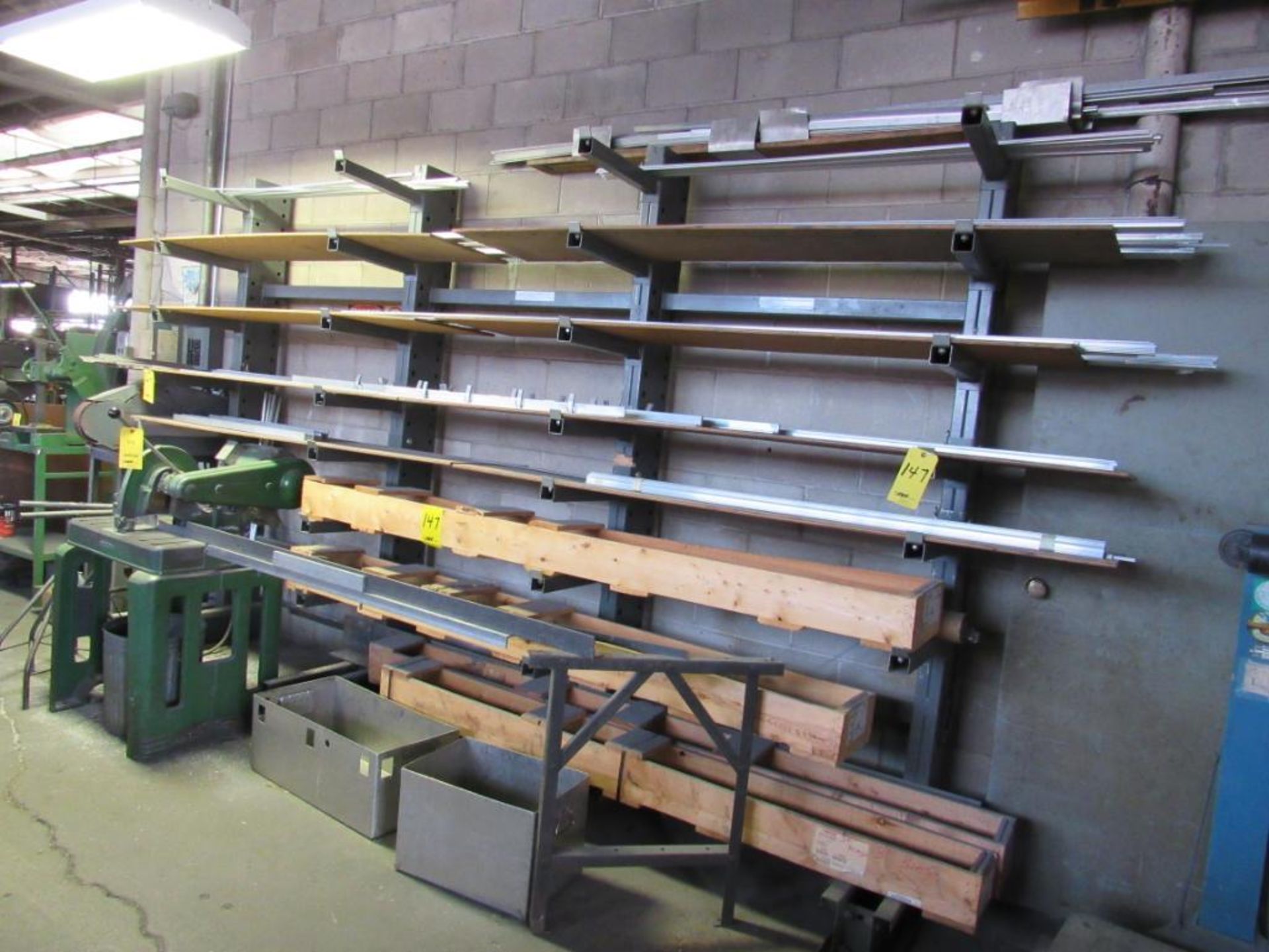 LOT: Steel Tree 12 ft., 8-Tier Single-Side Adjustable Cantilever Material Rack, with Assorted Alumin