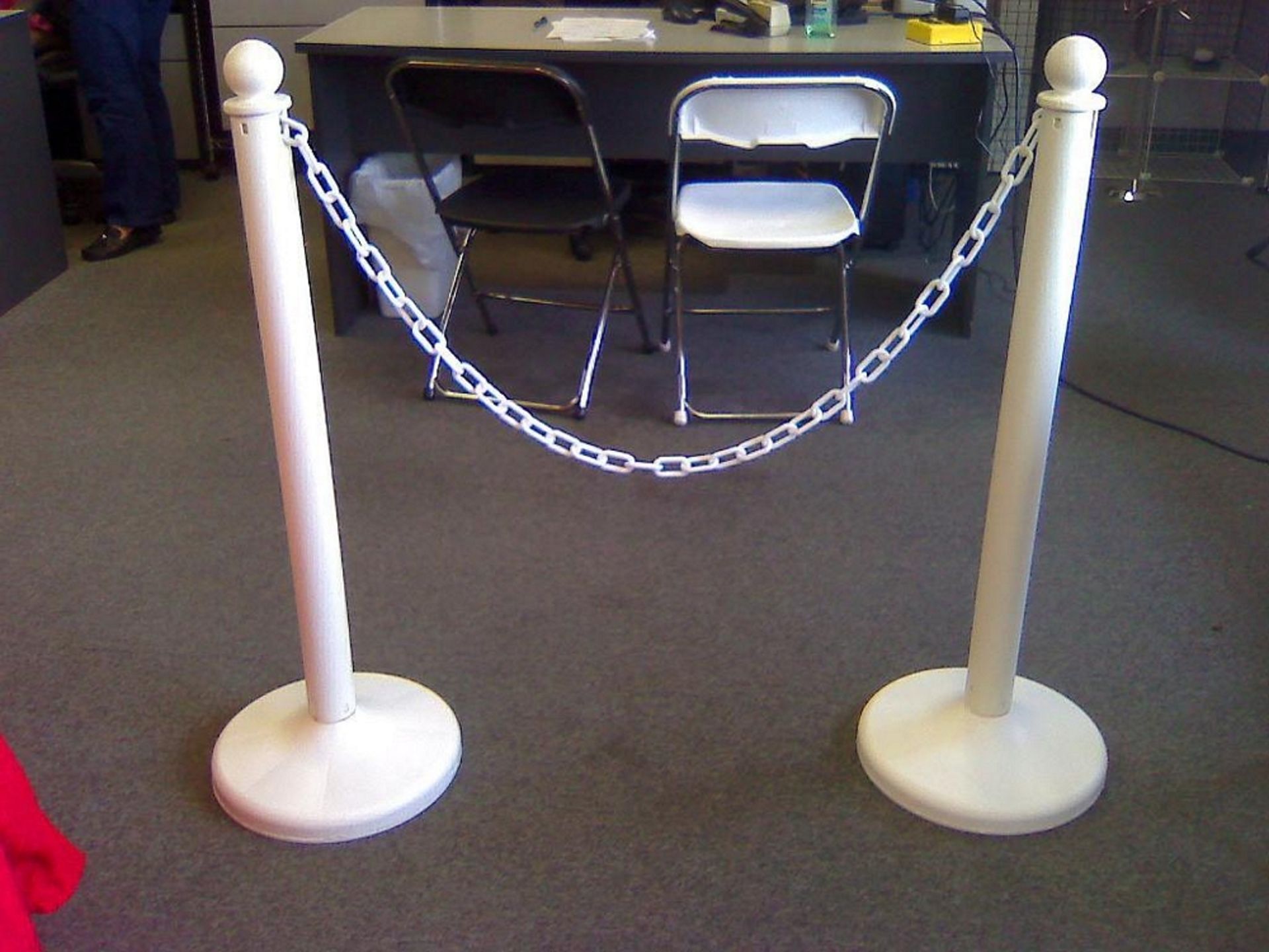 LOT: (50) Stanchion W/ Chain-Standard, White Plastic