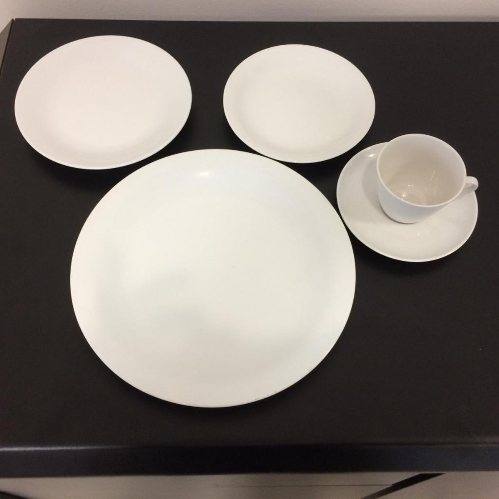 LOT: (100) China-White, Castle, 5-Piece Place Setting