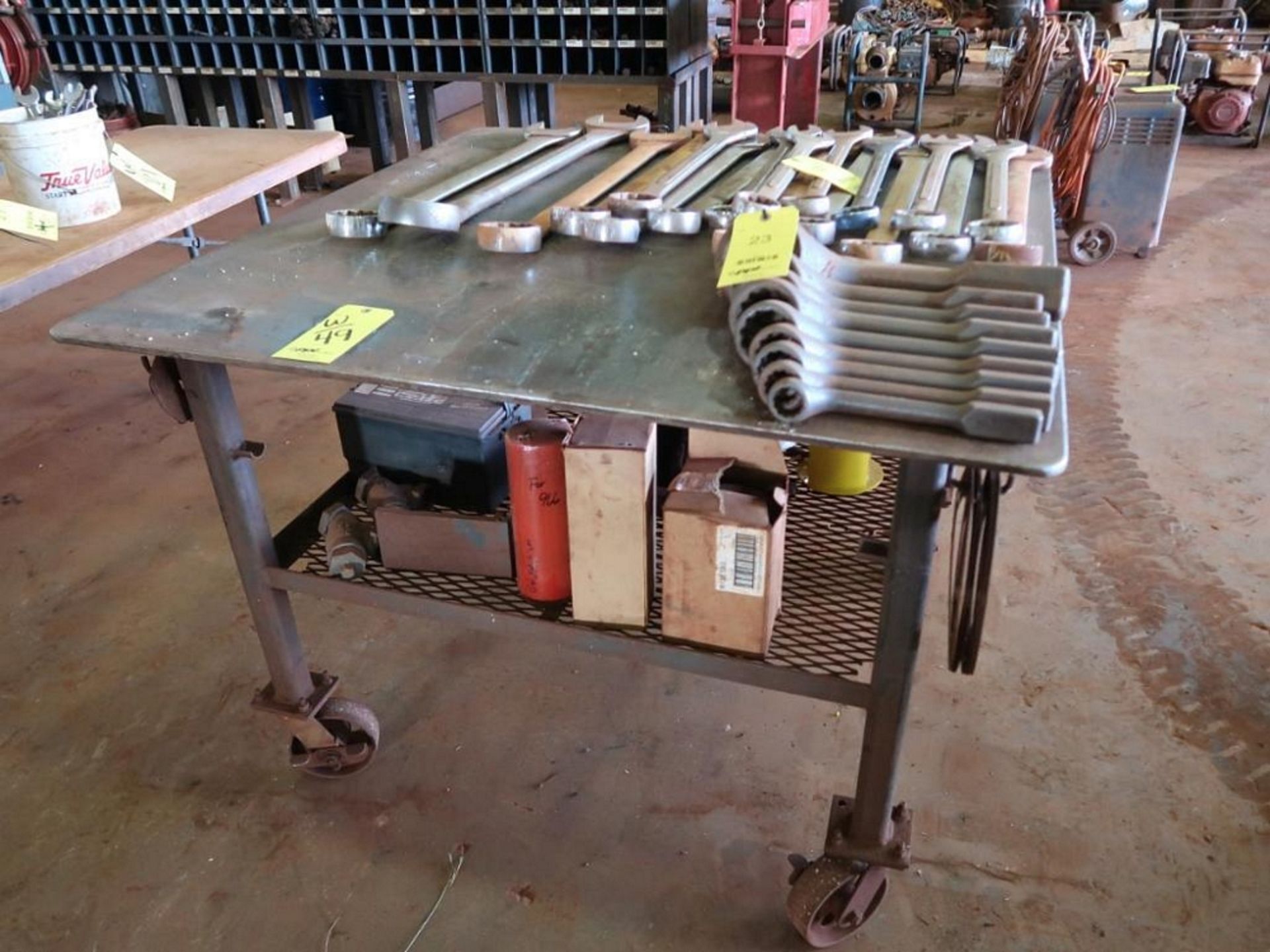 LOT: (2) Mobile Steel Tables - (1) 8 ft. x 4 ft. x 40 in. High with 8 in. Vise, (1) 4 ft. x 4 ft. x - Image 2 of 2