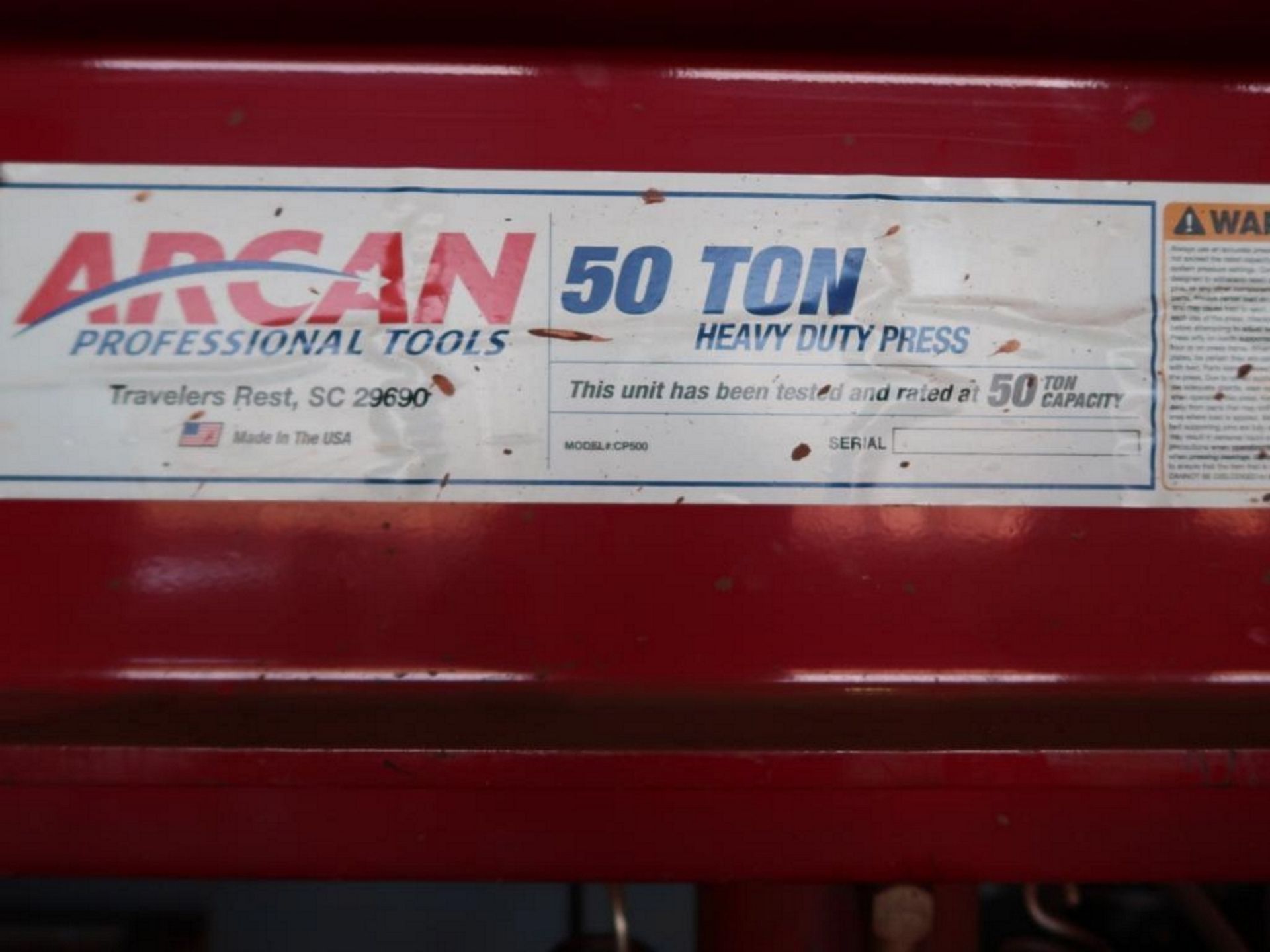 Arcan 50 Ton Model CP500 H-Frame Press - Image 2 of 2