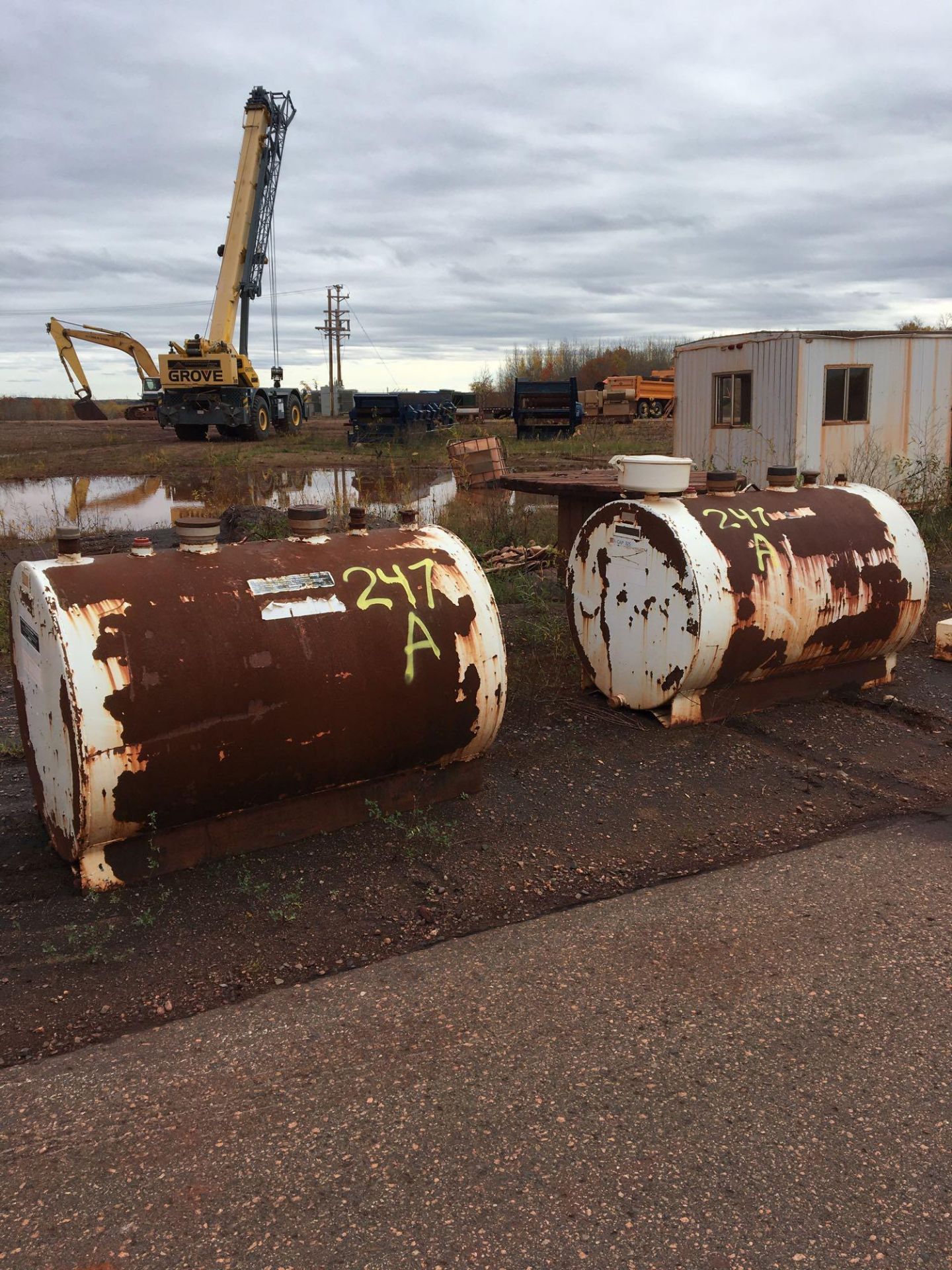 LOT: (2) Scrap Light Plants, (2) 300 Gallon Diesel Fuel Tanks, (2) Assorted Transfer Fuel Tanks, Gas