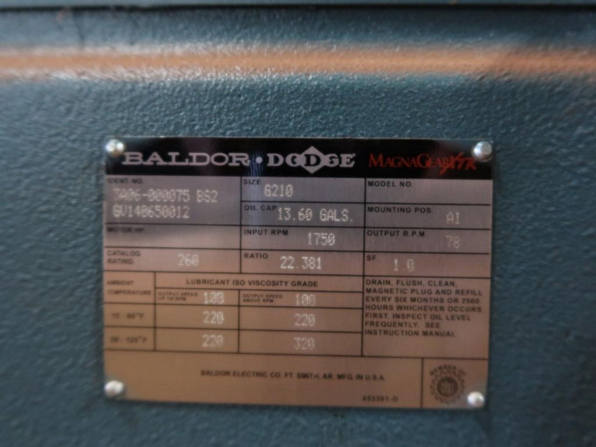 Baldor Dodge MagnaGear 210K Gear Box, 22:381 Ratio - Image 2 of 2