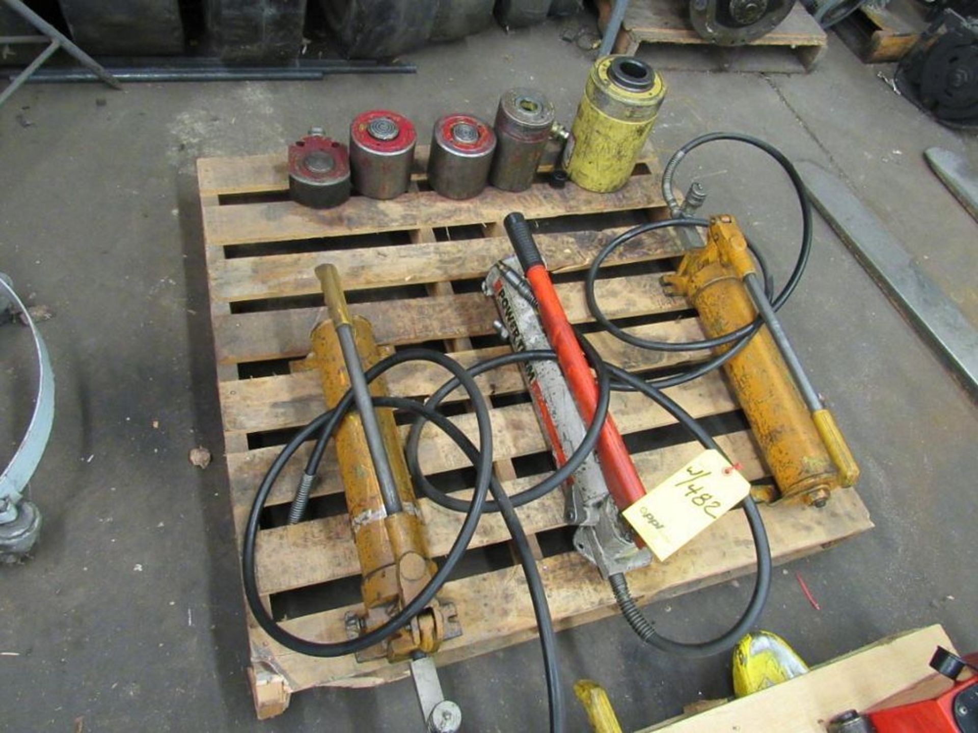 LOT: Assorted Porta Power Pumps & Jacks on (2) Skids (Location E) - Image 2 of 2