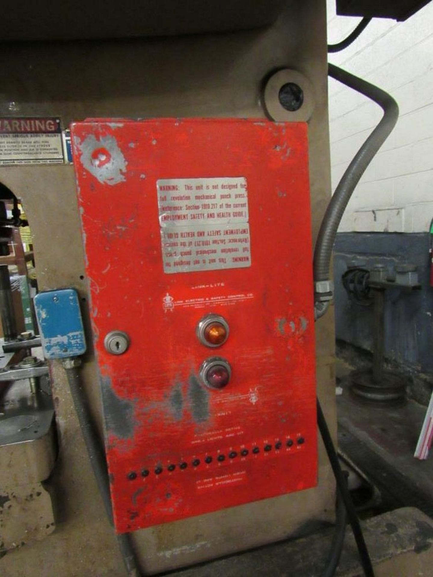 Bliss 60 Ton OBI Press Model C-60, S/N H70656, 4 in. Stroke, 3 in. Adjustment, 14-1/4 in. Shut Heigh - Image 3 of 4