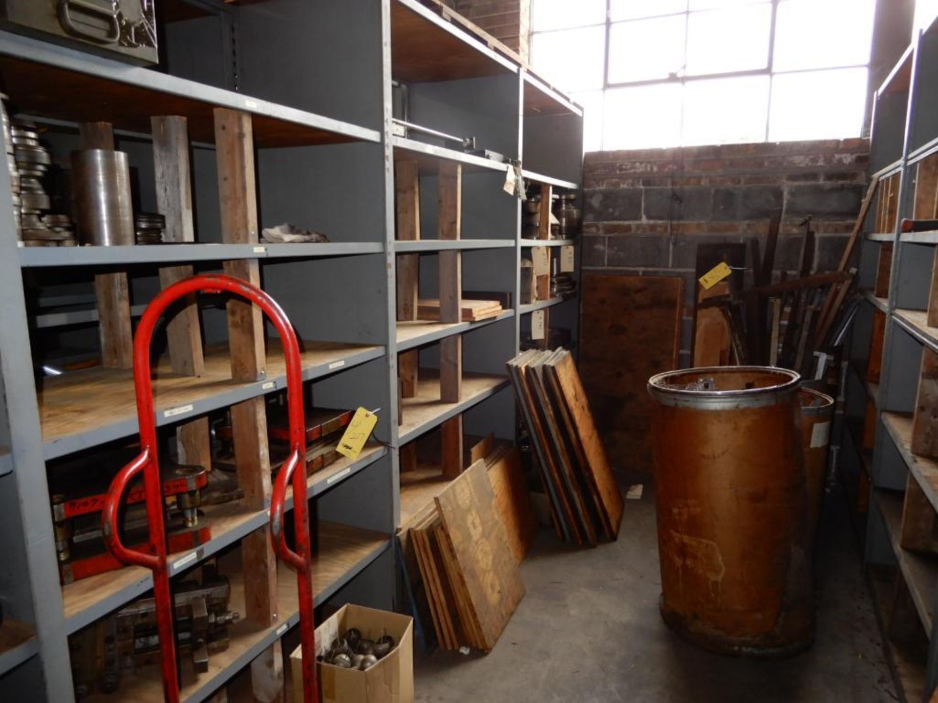 LOT: Row of Shelves with Contents of Dies, Rollers, etc. - Image 2 of 3