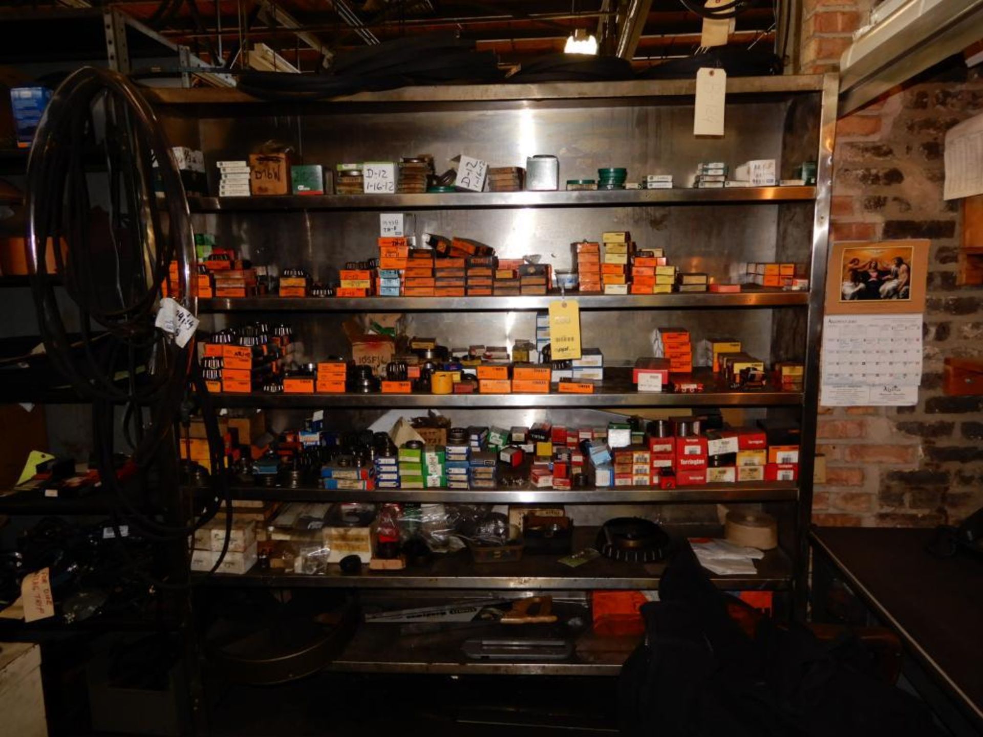 LOT: Tool Room Shelf Unit with Contents of Bearings