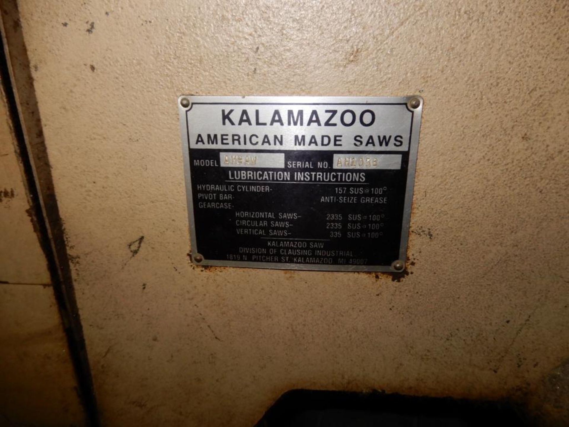 Kalamazoo Horizontal Band Saw Model AH9AW, S/N AH1058, with Bar Feed - Image 3 of 3