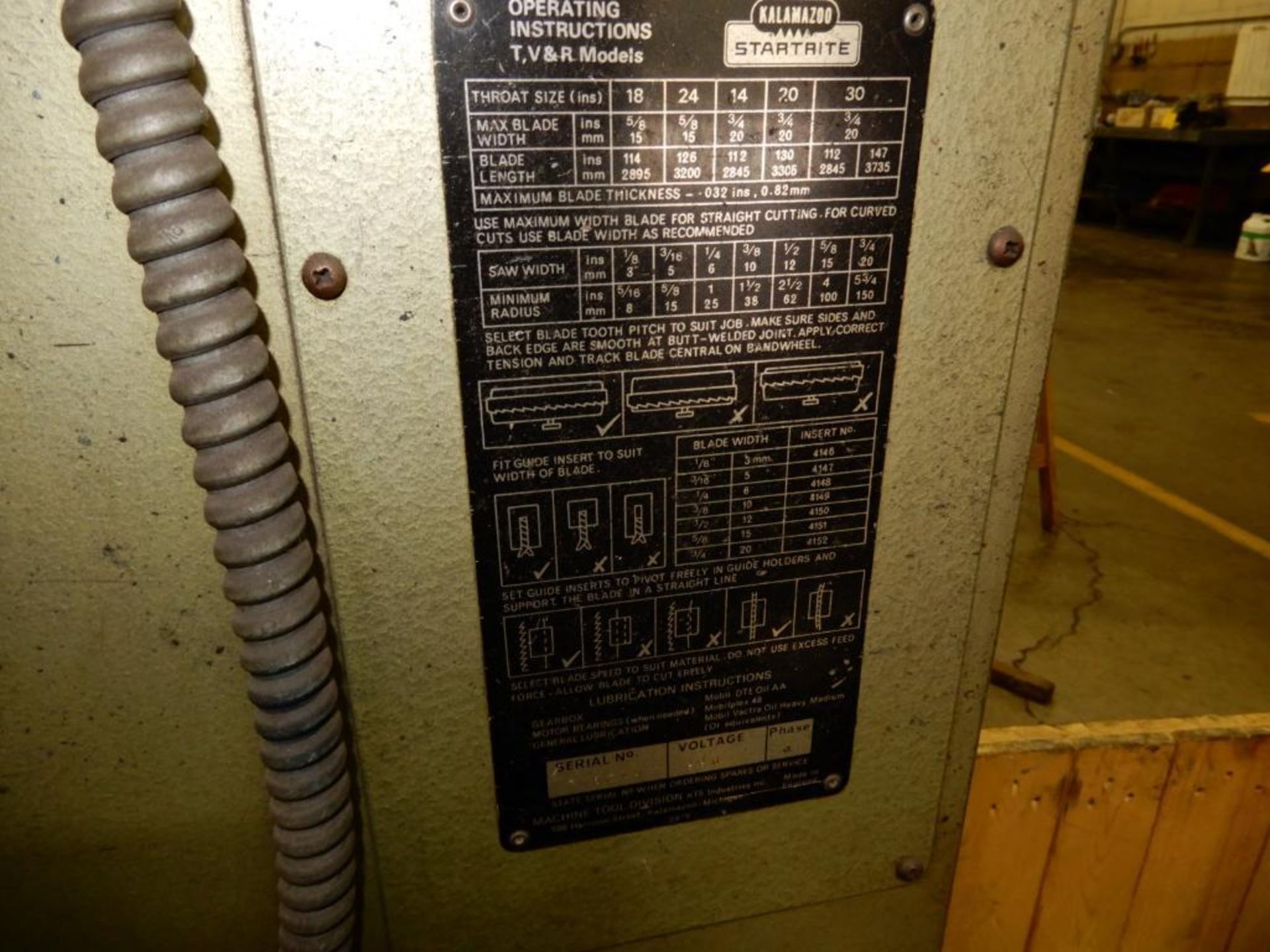 Kalamazoo Startrite Vertical Band Saw Model 30 RWH - Image 3 of 3