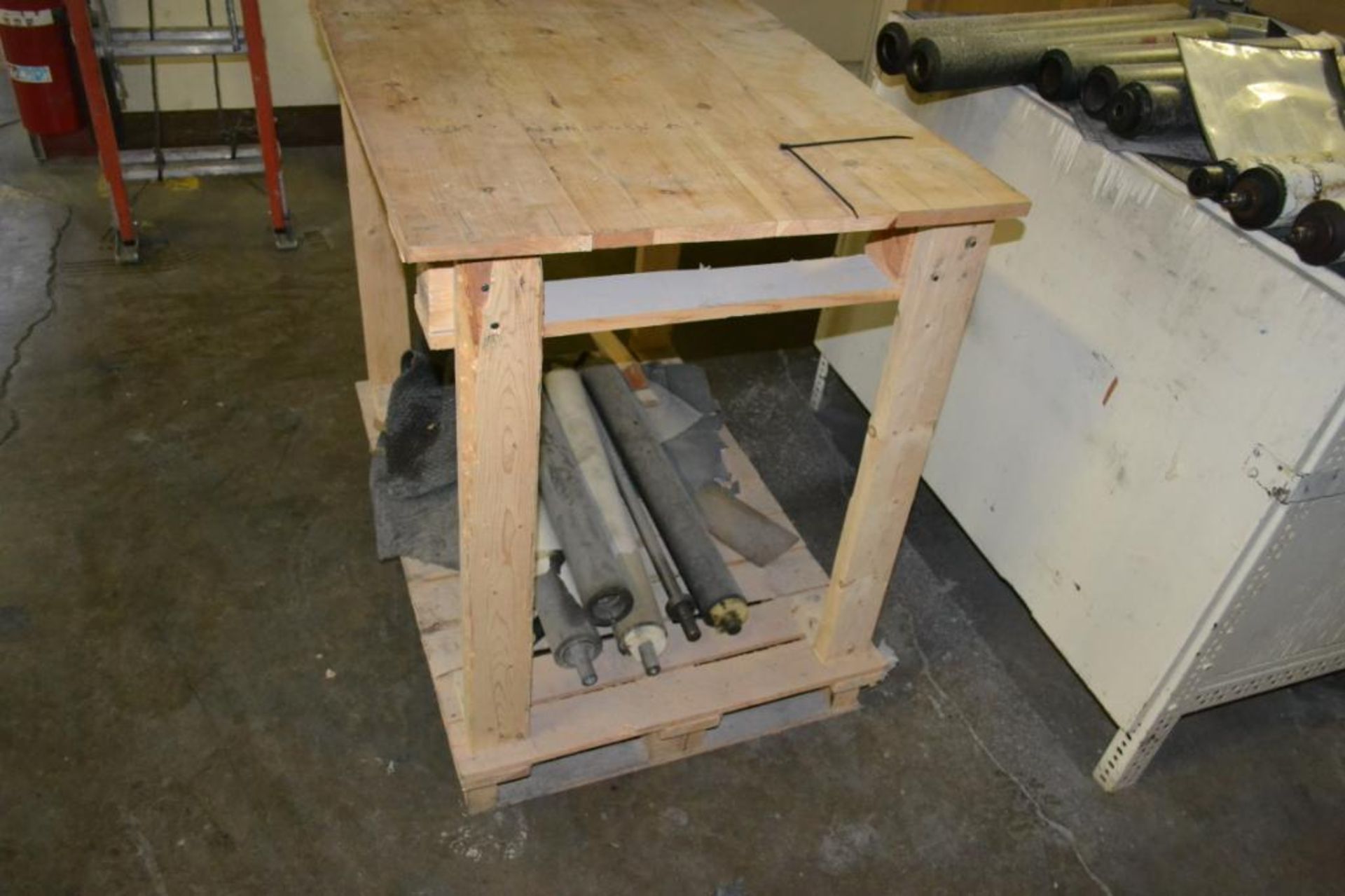 LOT: (1) 42 in. x 36 in. x 36 in. Steel Table with Large Quantity Rollers & Vise - Image 2 of 8