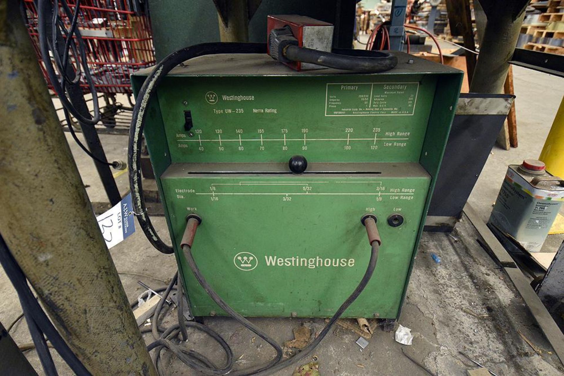 LOT: Westinghouse Type UW-235 Stick Welder w/ Welding Table, Vise and (2) Welding Masks