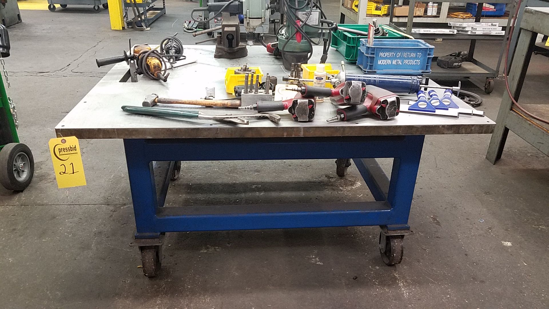 STEEL ROLLING WORK TABLE 48 X 54" (NO TOOLNG ON TOP OF TABLE)