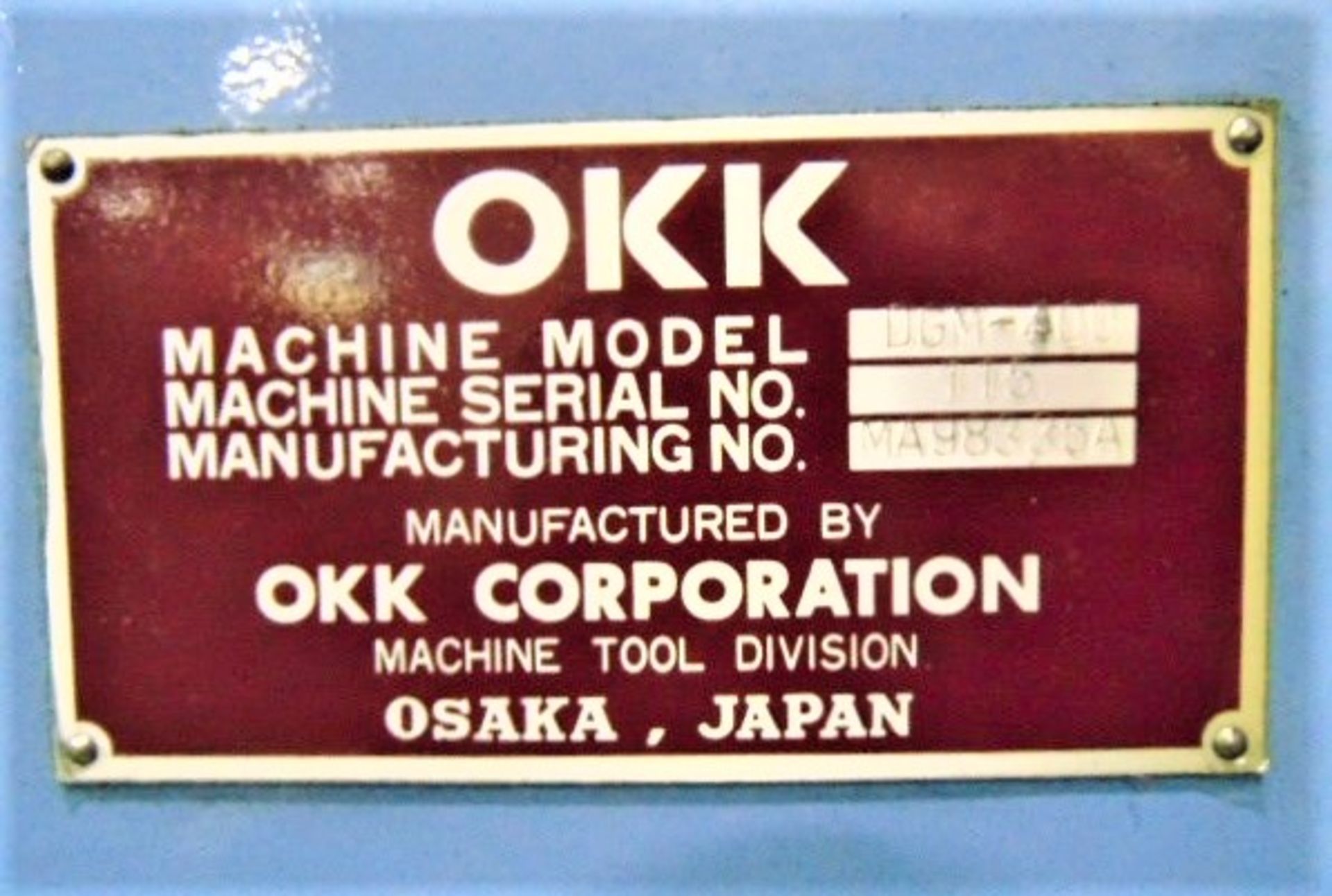 SOLD*SOLD*SOLD OKK DGM400 3-Axis CNC High Speed Graphite Machining Center, s/N 115, New 2000 - Image 10 of 12