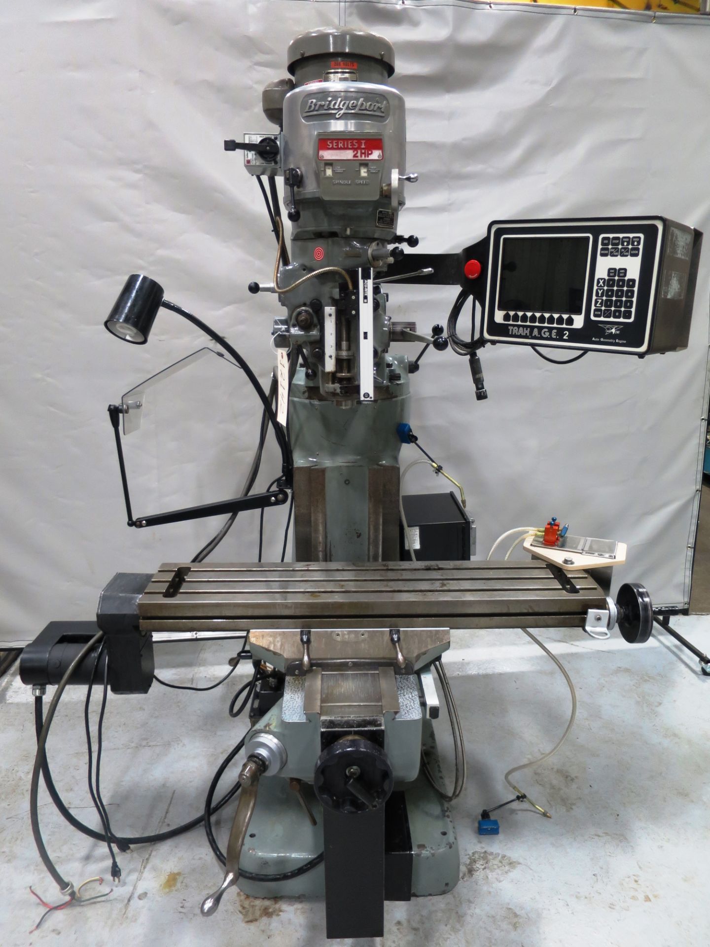 42"x9" 2 HP Bridgeport Milling Machine w/Trak A.G.E. 2 2-Axis CNC Control, S/N BR233604,New 1983