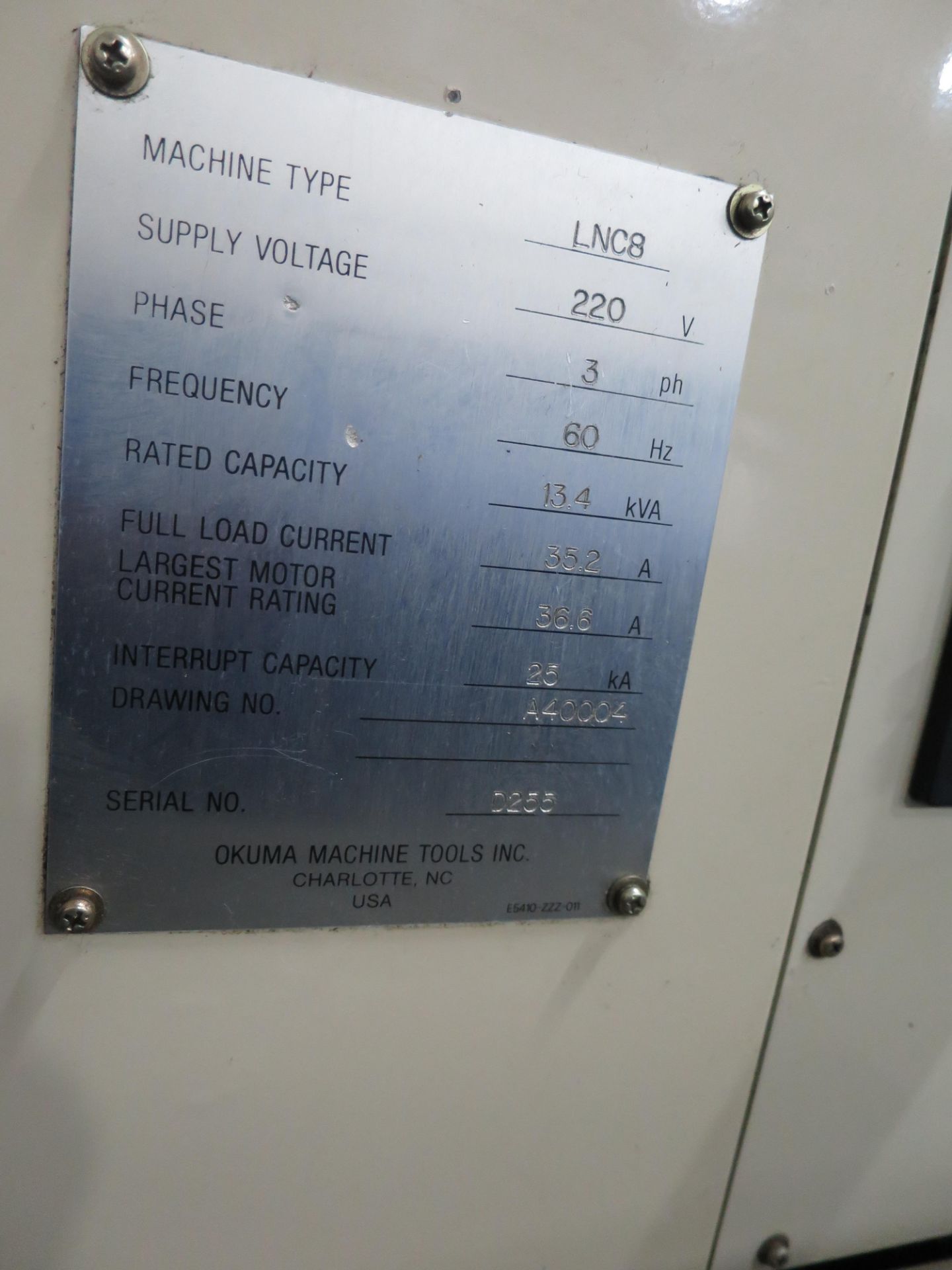 Okuma LNC-8 CNC 2-Axis Turning Center, New 1992 - Image 7 of 7