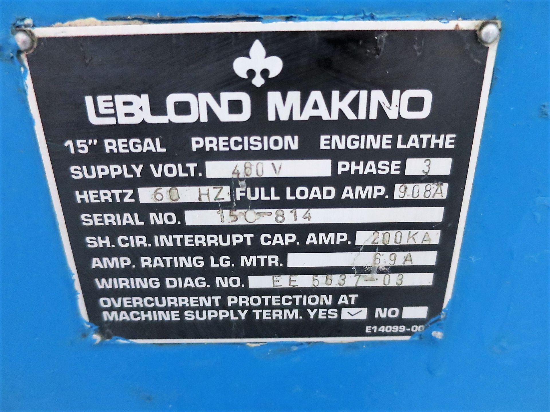 15" x 54" Leblond Regal Tool Room Precision Engine Lathe, S/N 15C-814 - Image 7 of 8