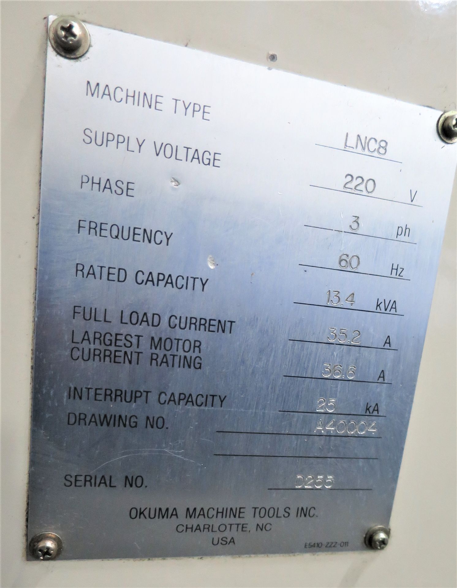 Okuma LNC-8 CNC 2-Axis Turning Center, New 1992 - Image 7 of 7