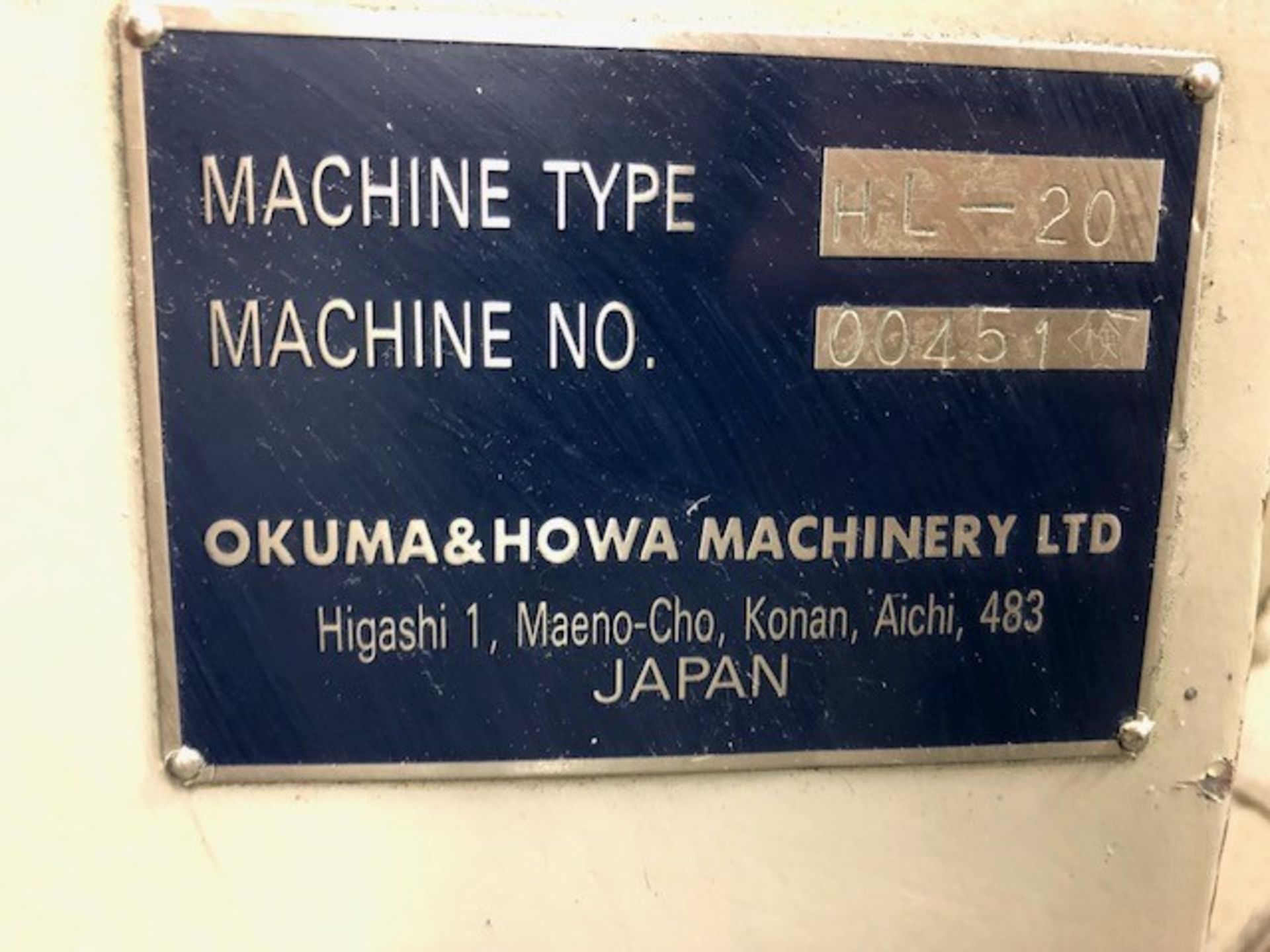 Okuma & Howa HL-20 CNC Lathe, S/N 00451 - Image 4 of 5