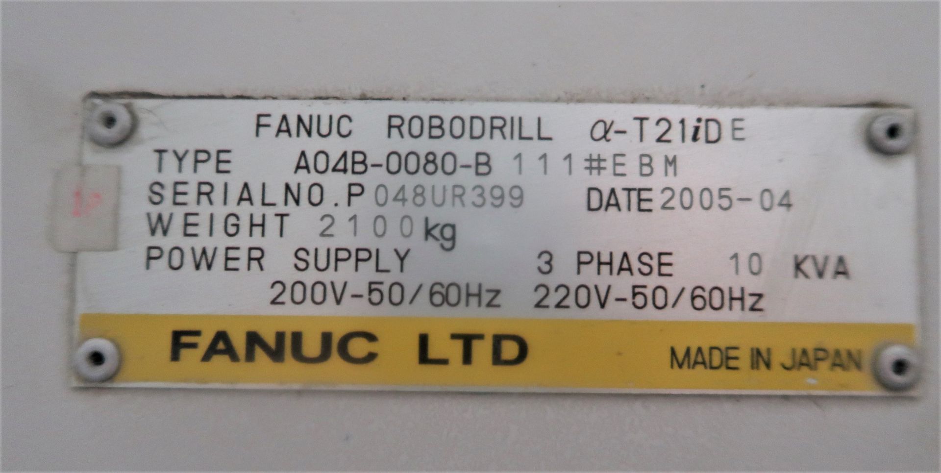 Fanuc Robodrill Alpha T21iDE 3 Axis Vertical High Speed Drill Tap Machining Center, S/N PO48UR399 - Image 10 of 10