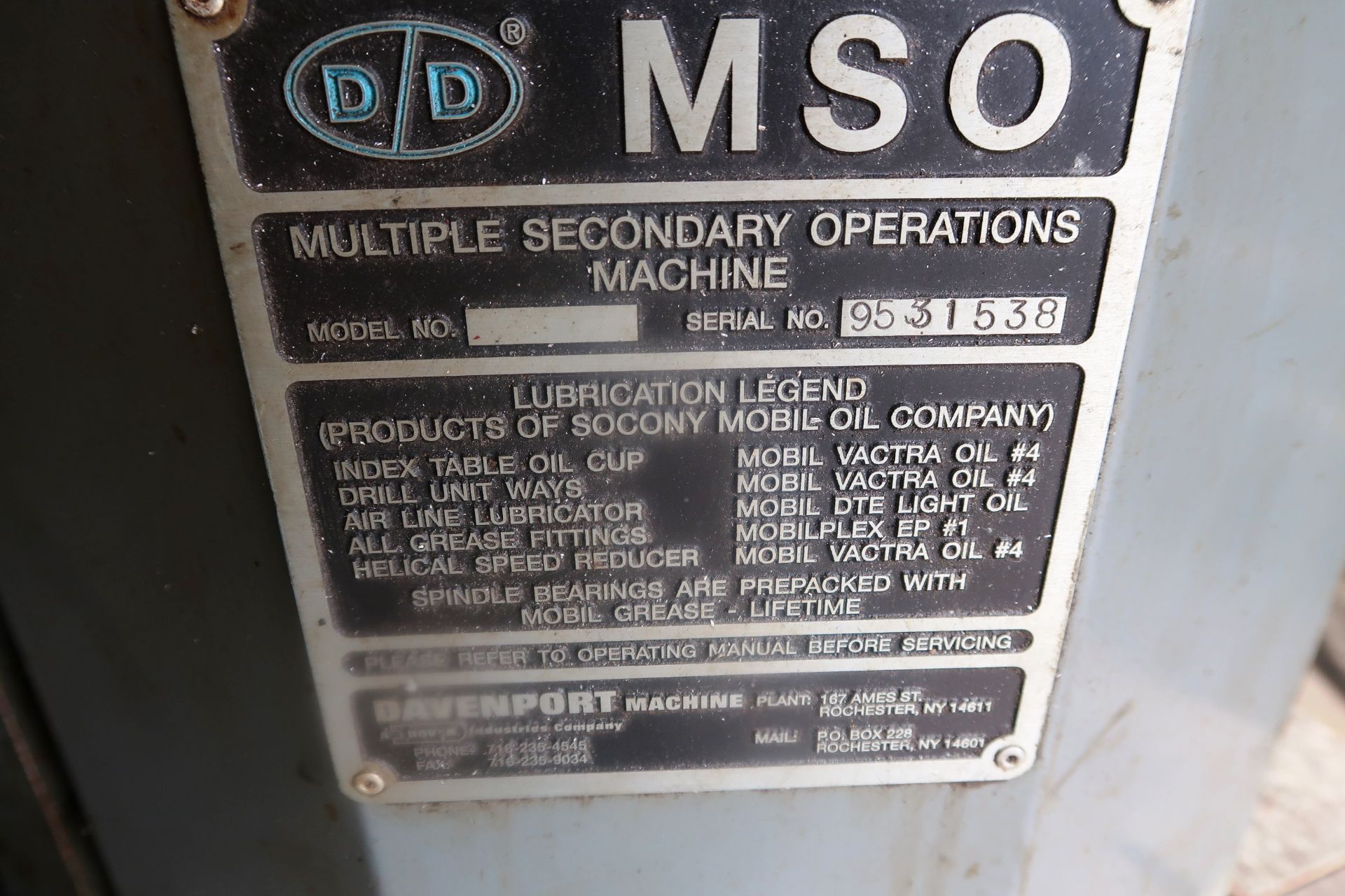 MSO Davenport 5-Spindle Multiple Secondary Operation Rotary Transfer Machine, S/N 9531538 - Image 6 of 8