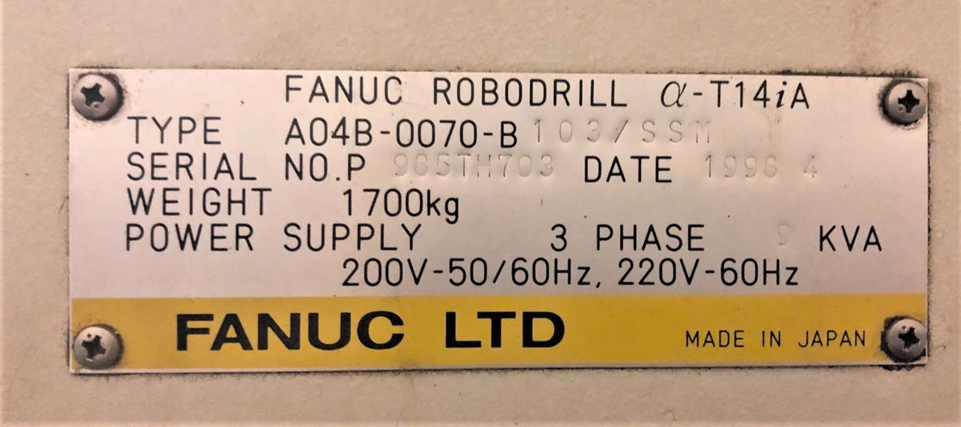 Fanuc Robodrill A-T14iA CNC Drill & Tap Center, S/N 985TH703, New 1998 - Image 9 of 9