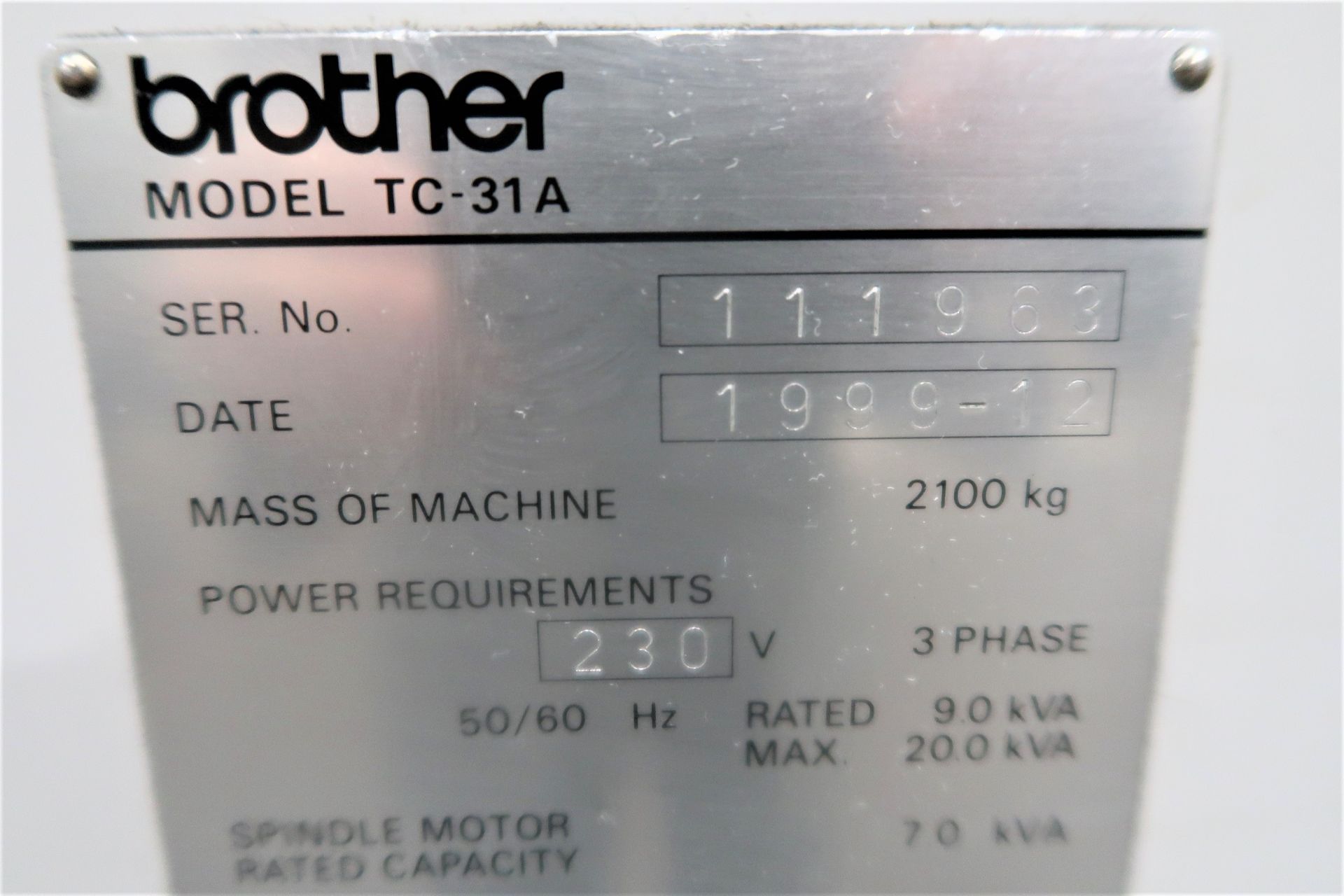 Brother TC-31A High Speed CNC Drill/TAP WITH 4TH Axis, S/N 111963, New 2000 - Image 8 of 8