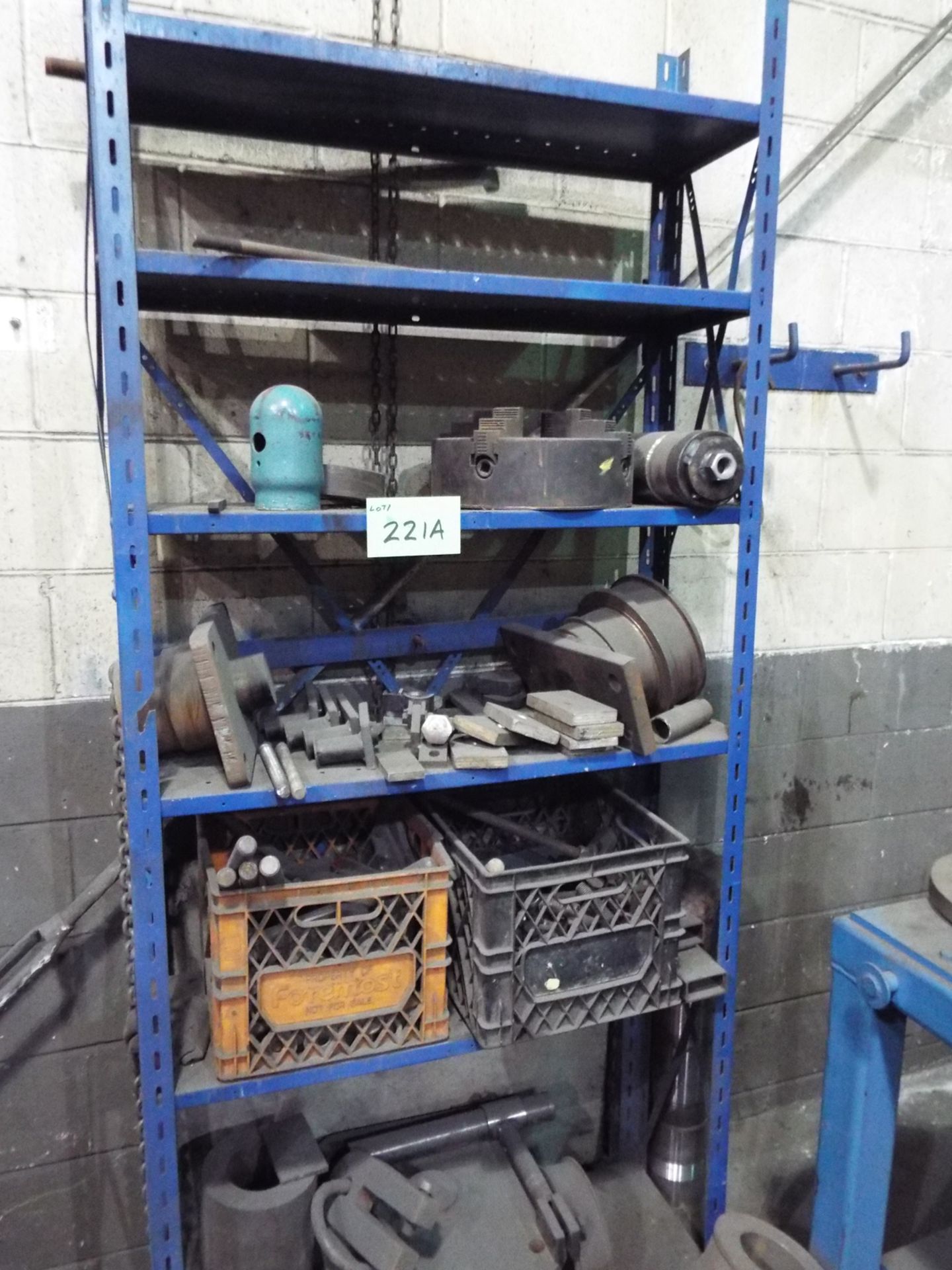 LOT/ SHELF WITH CONTENTS - TRACK WELDER ACCESSORIES, SPARE PARTS & SUPPLIES