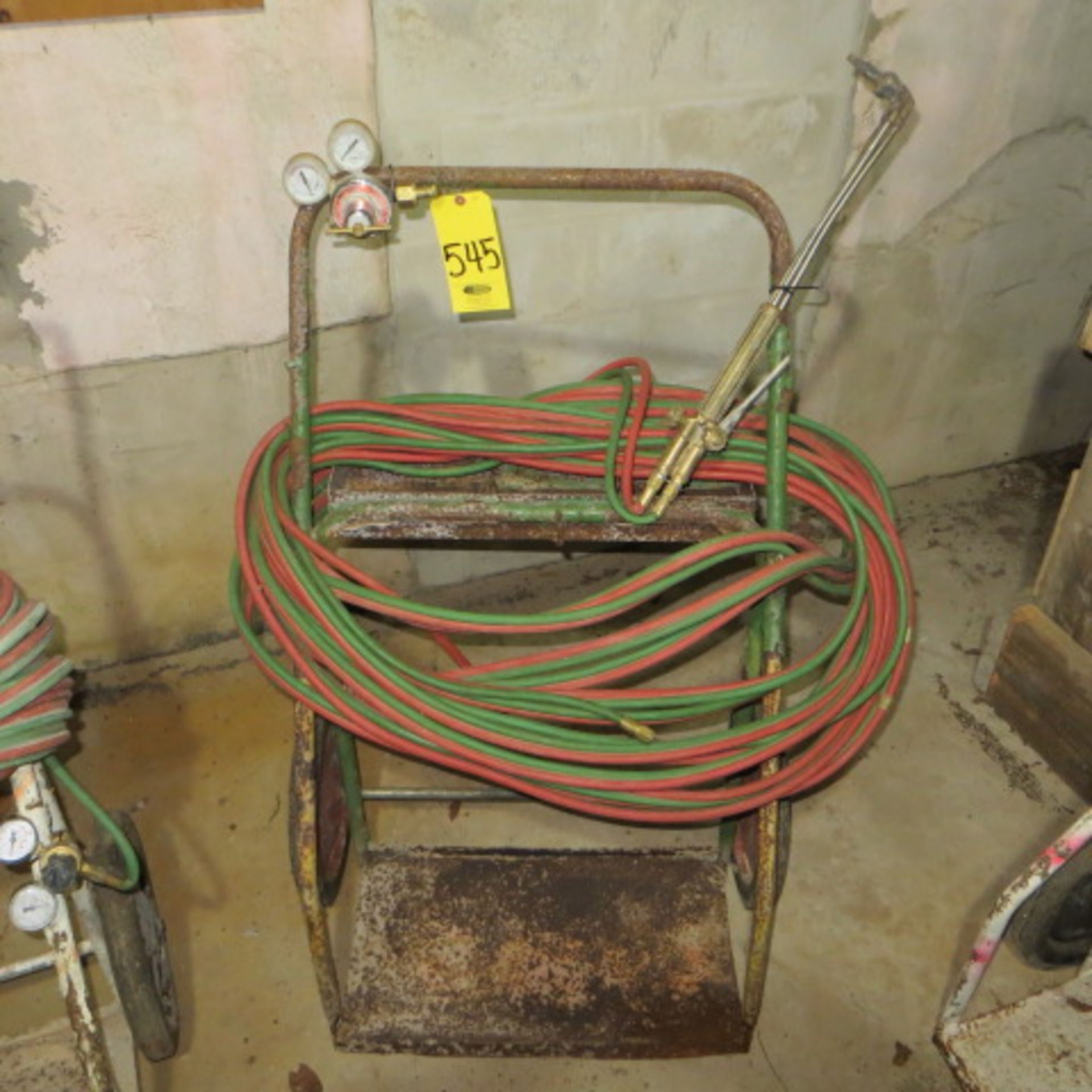 OXY-ACETYLENE BURNING UNITS W/CART, TORCH, GAUGE & LINES