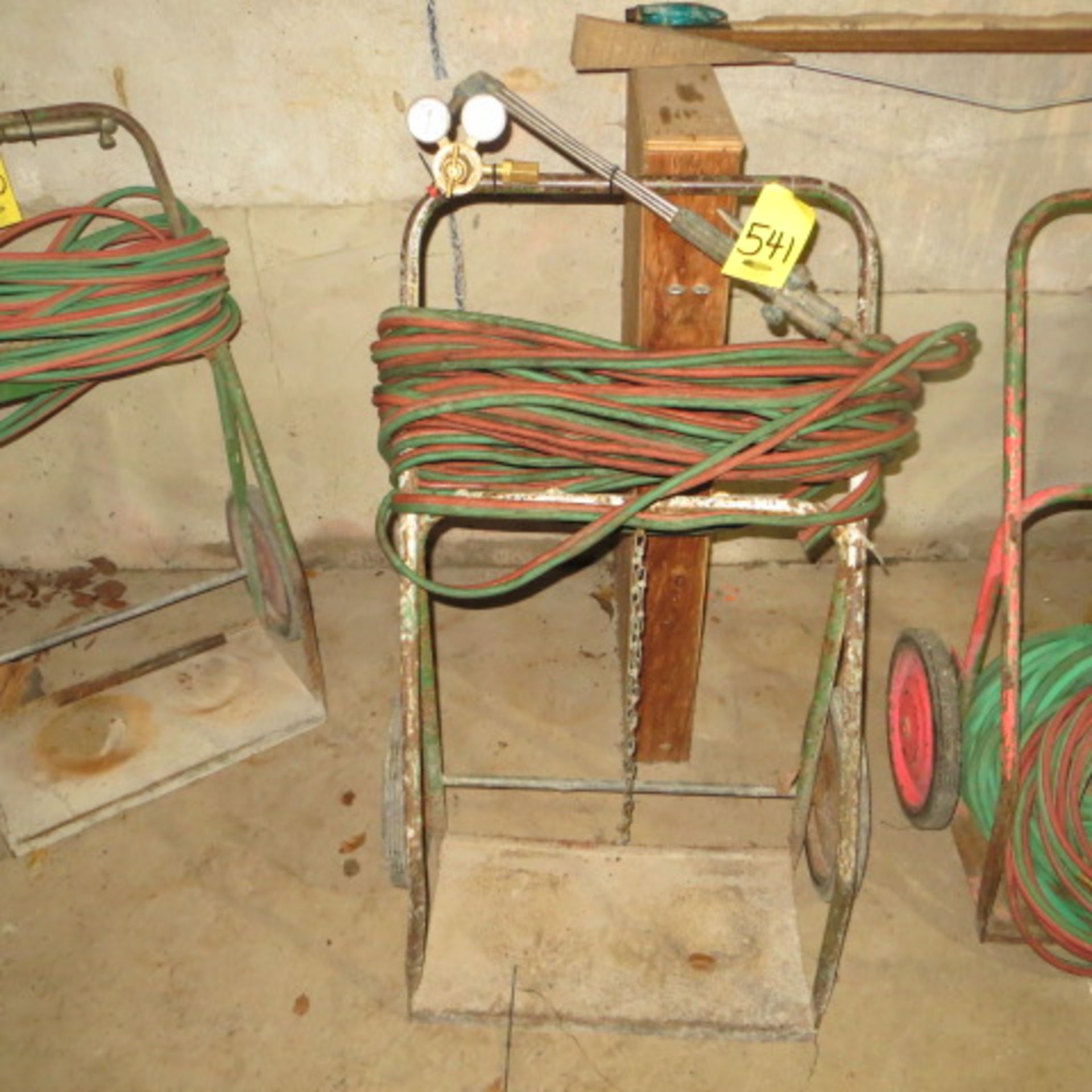 OXY-ACETYLENE BURNING UNITS W/CART, TORCH, GAUGE & LINES
