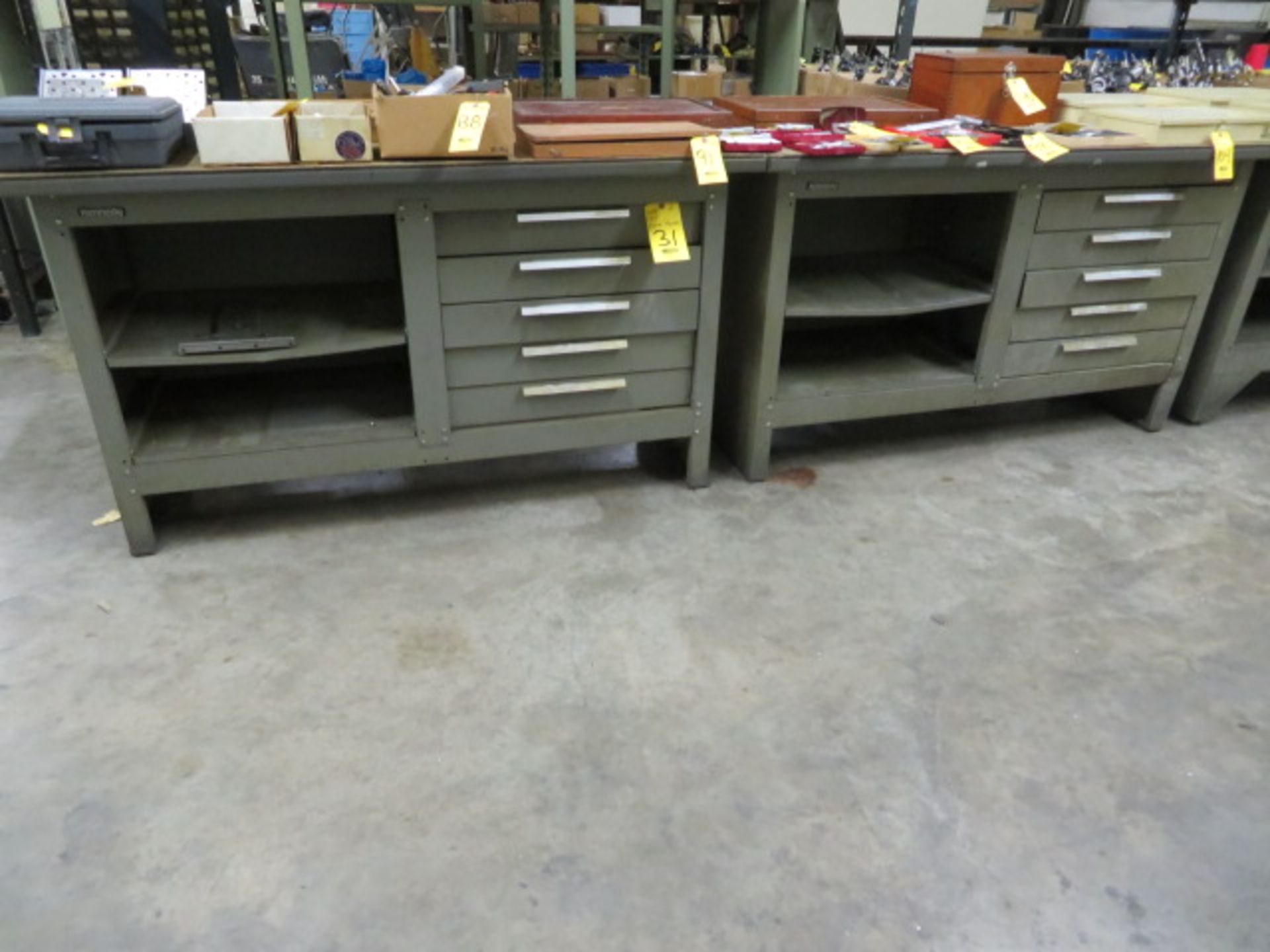 (2) KENNEDY WORK BENCHES W/ DRAWER & STORAGE COMPARTMENT BASES