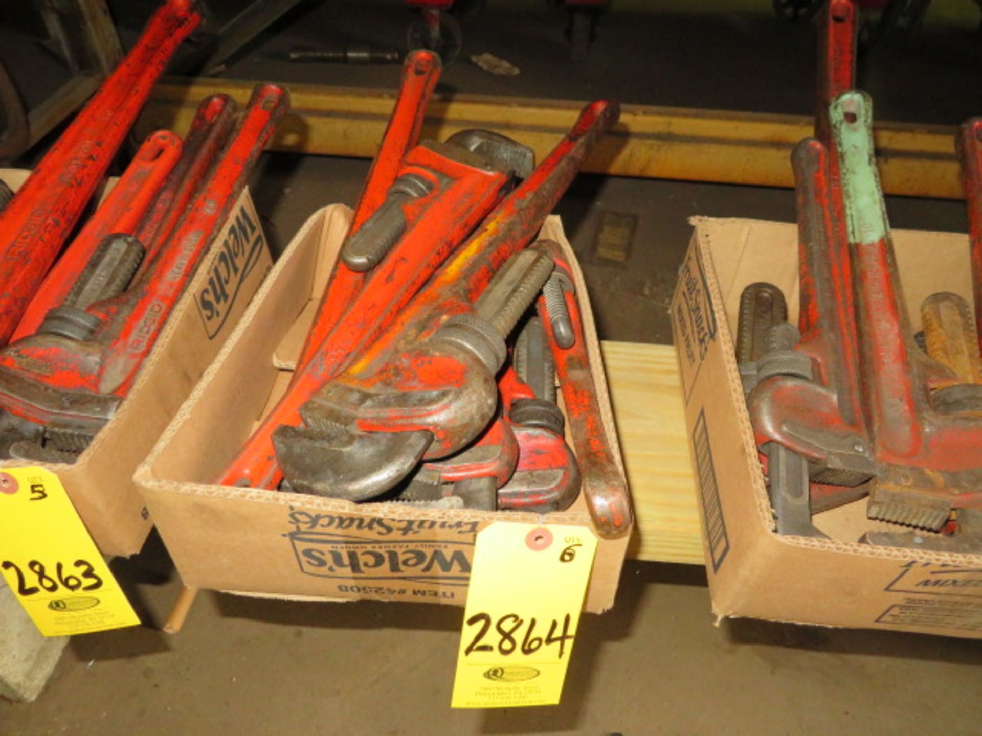 6- RIGID STEEL PIPE WRENCHES, 14" - 24"