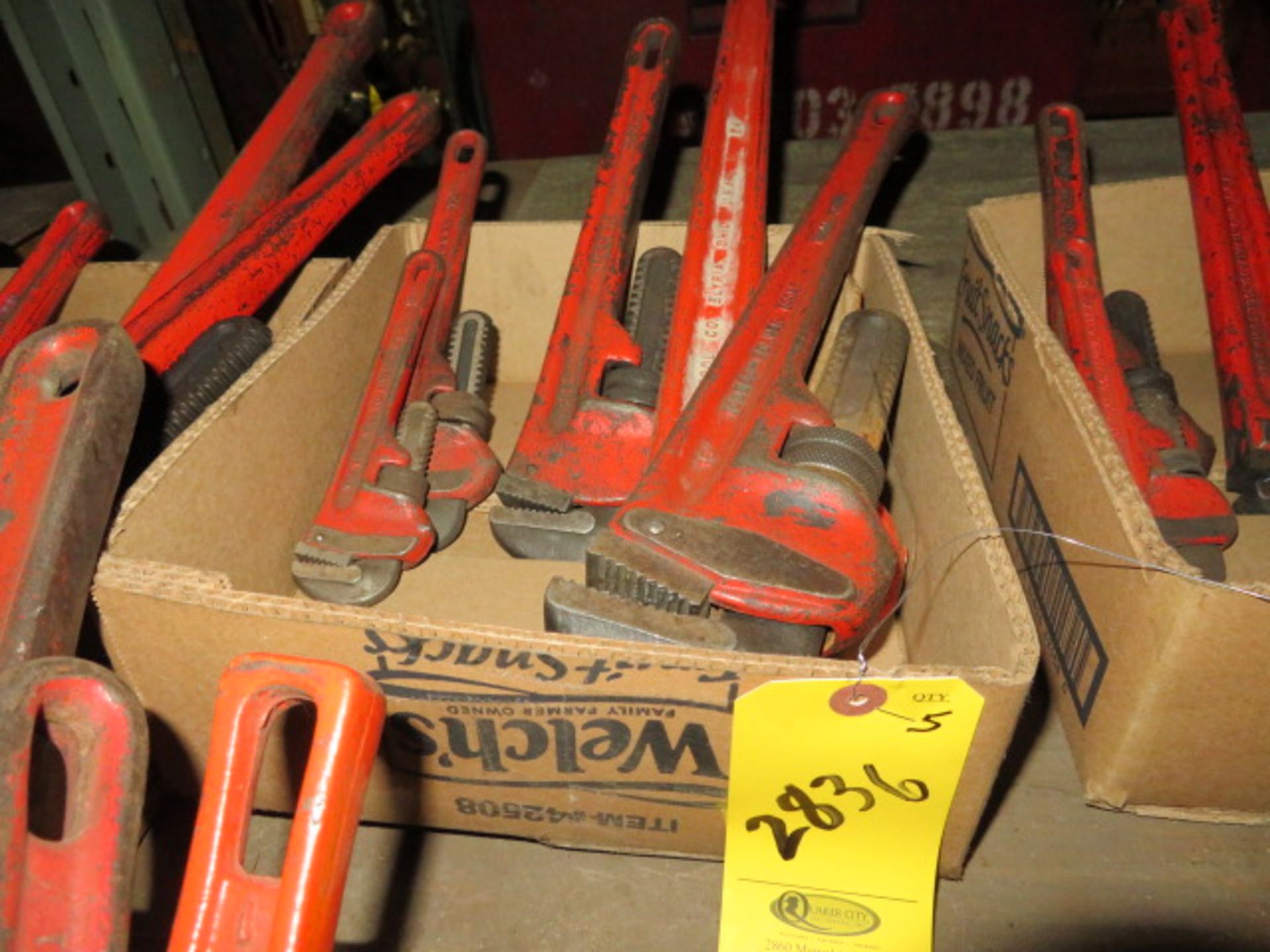 5- RIDGID STEEL PIPE WRENCHES, 8"- 24"