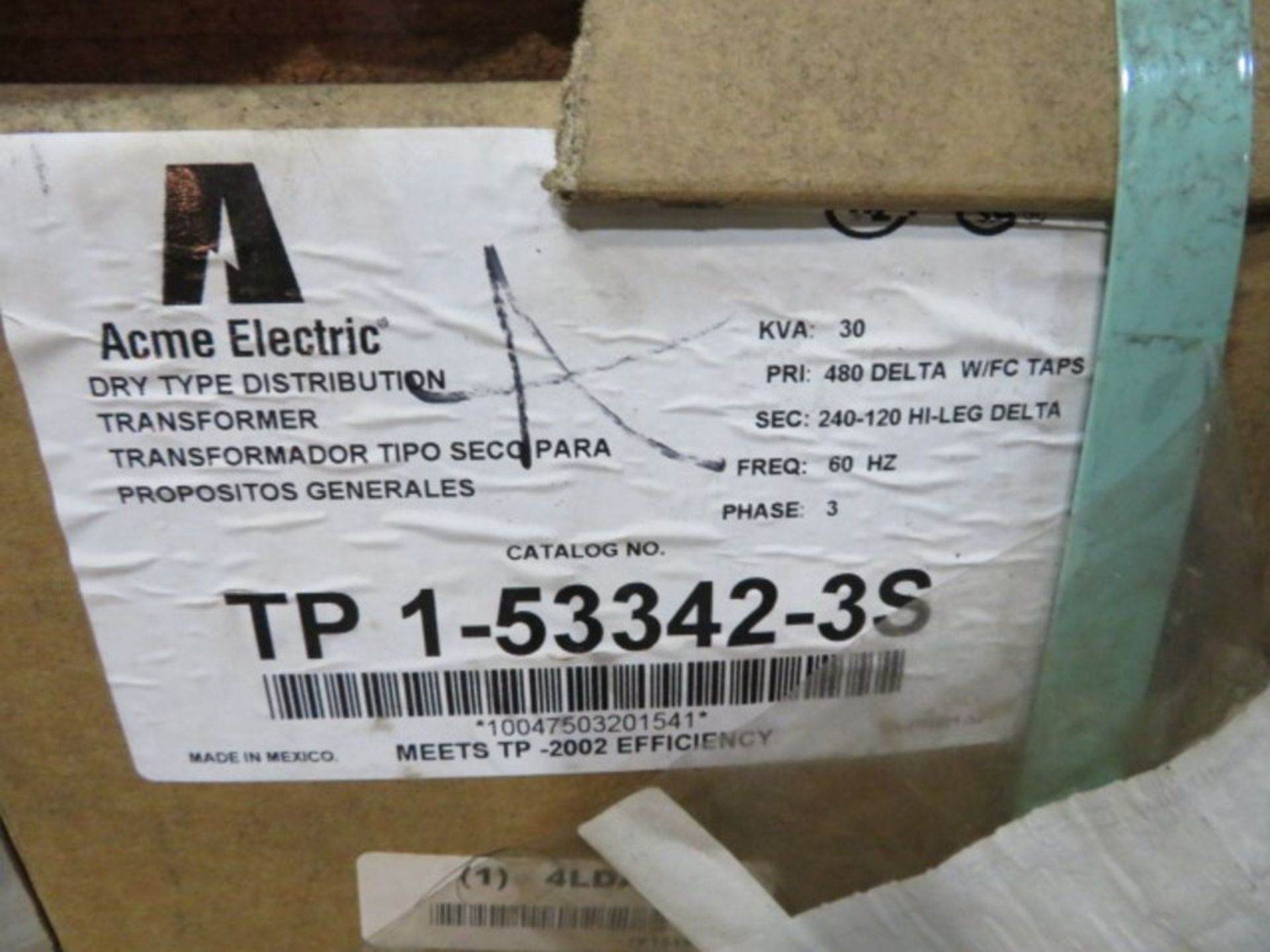 NEVER USED 30KVA DRY TRANSFORMER - Image 2 of 2