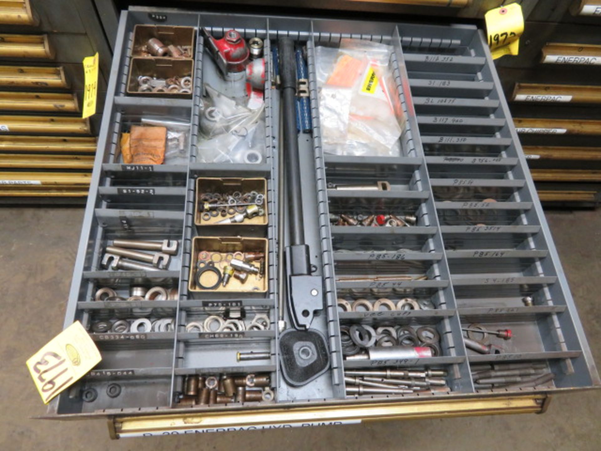CONTENTS OF DRAWERS 4, 5, 6 - P-39 ENERPAC HYD PUMP PARTS, P-80 ENERPAC HYD PUMP PARTS