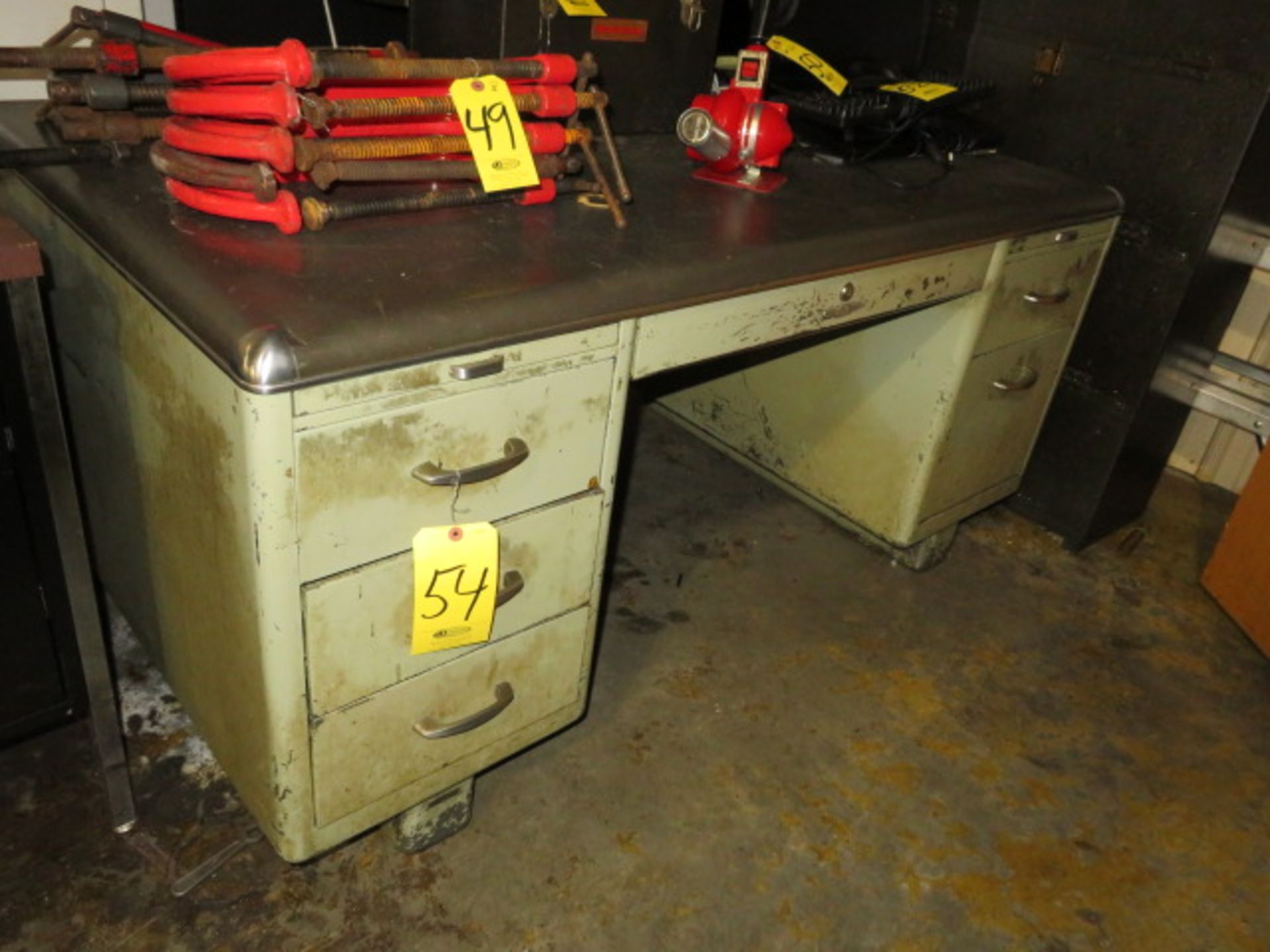 OLD METAL FLOAT(53) PEDESTAL DESK WITH CHAIR