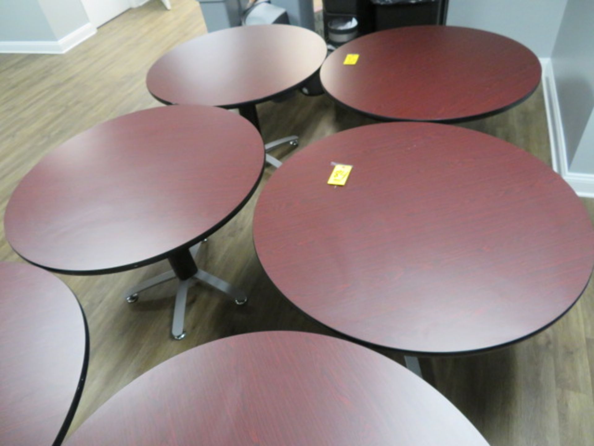 42 IN MAHOGANY-LAMINATE SPIDER-BASED TABLES (BALA CYNWYD, PA)