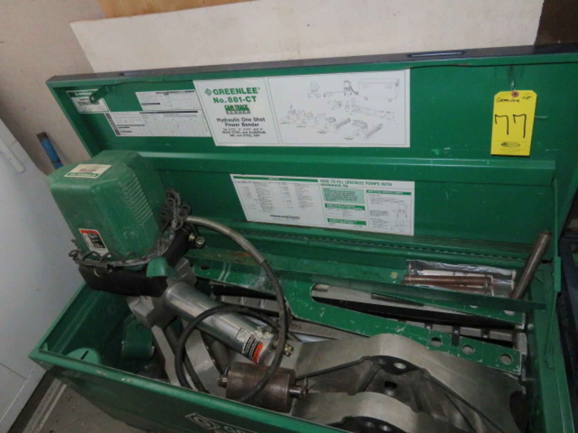 GREENLEE 881-CT HYDRAULIC POWERED BENDER W/PUMP